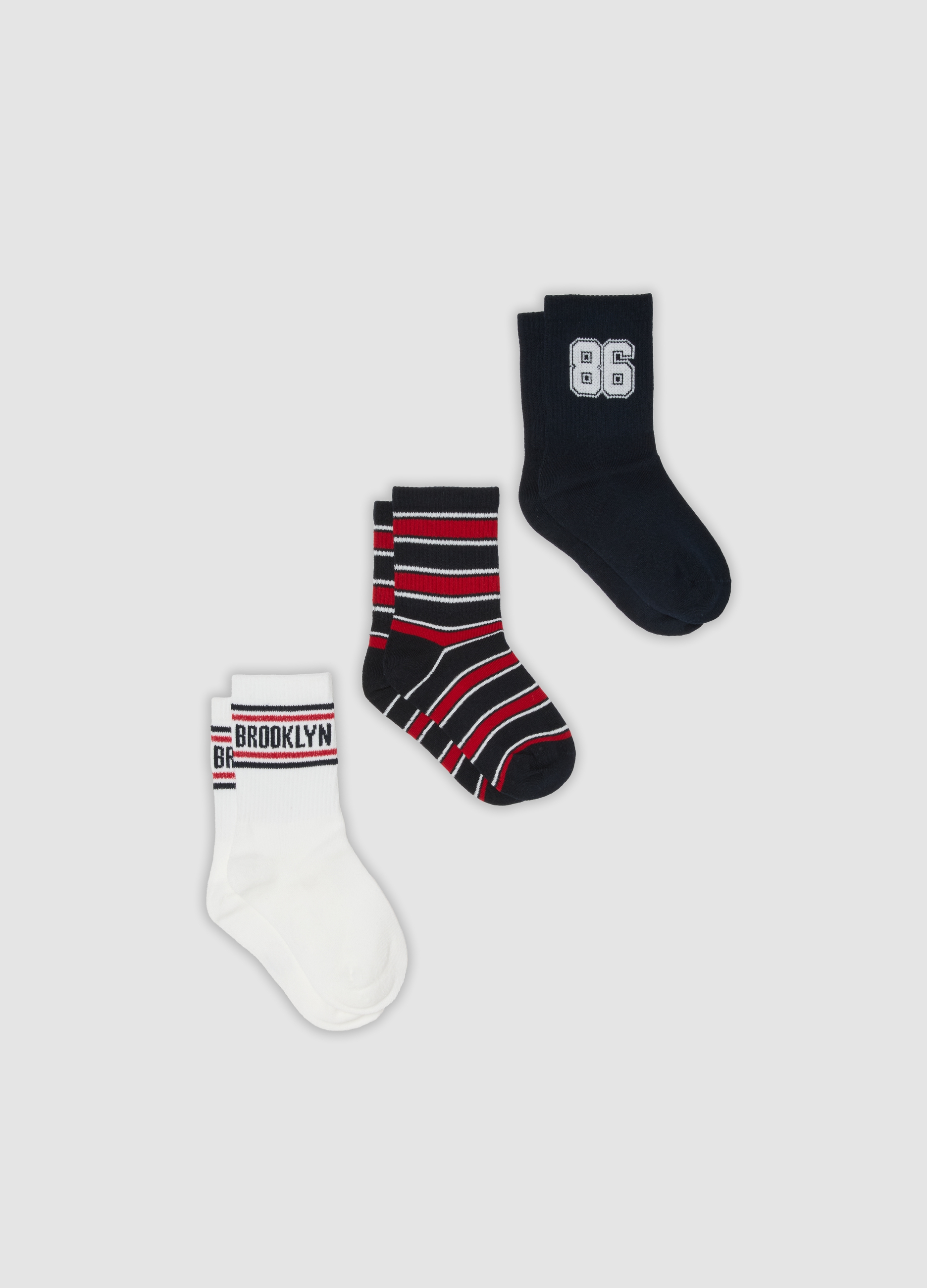 OVS KIDS, Tripack Di Calze Corte Multicolor In Cotone Organico Elasticizzato Per Ragazzo, Bambino, Multicolor, Taglia: 40/42