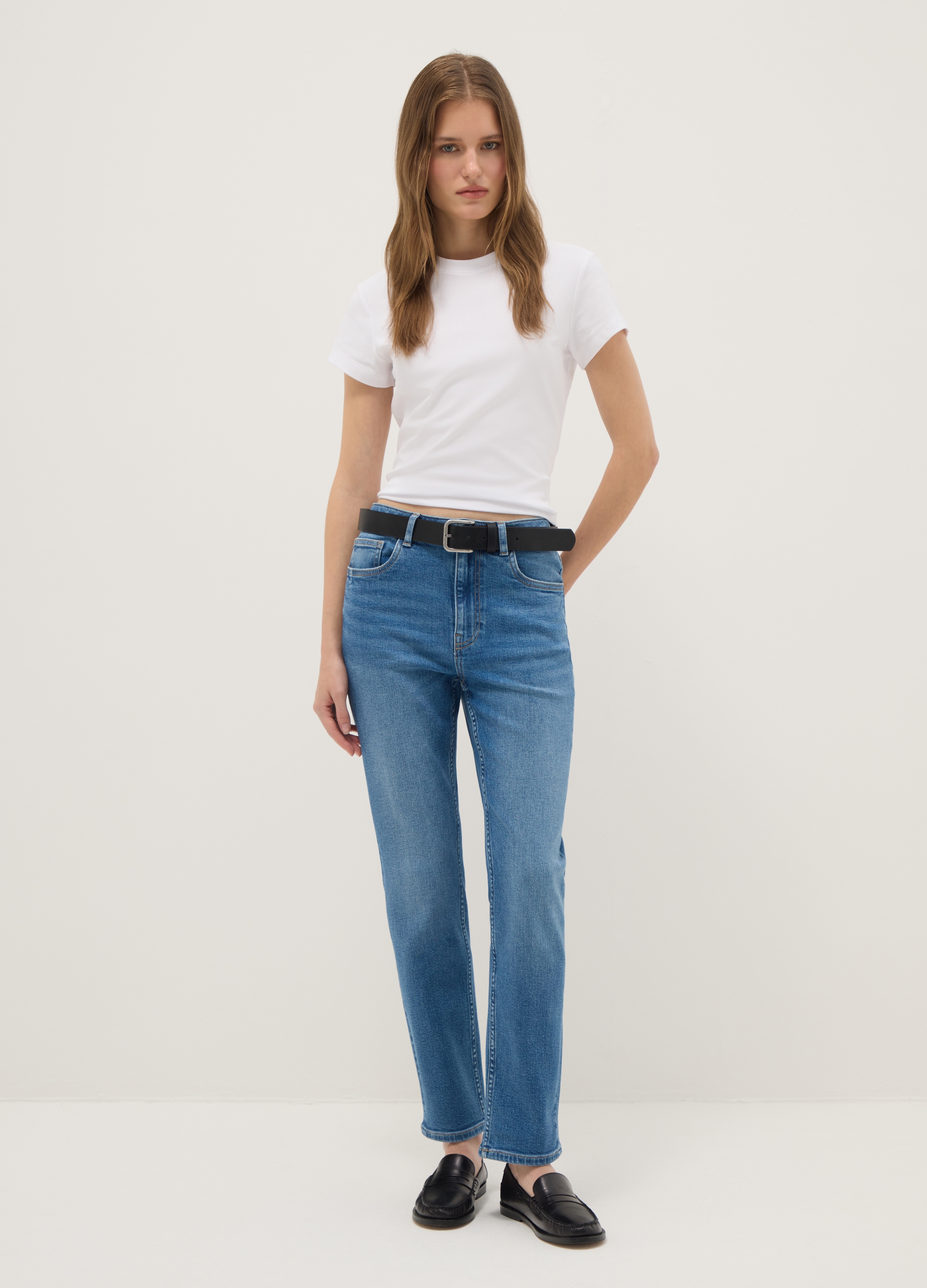 Vaqueros Azules De Algodón Elástico De Corte Ajustado, Mujer, Blu Bluette, Talla: 42