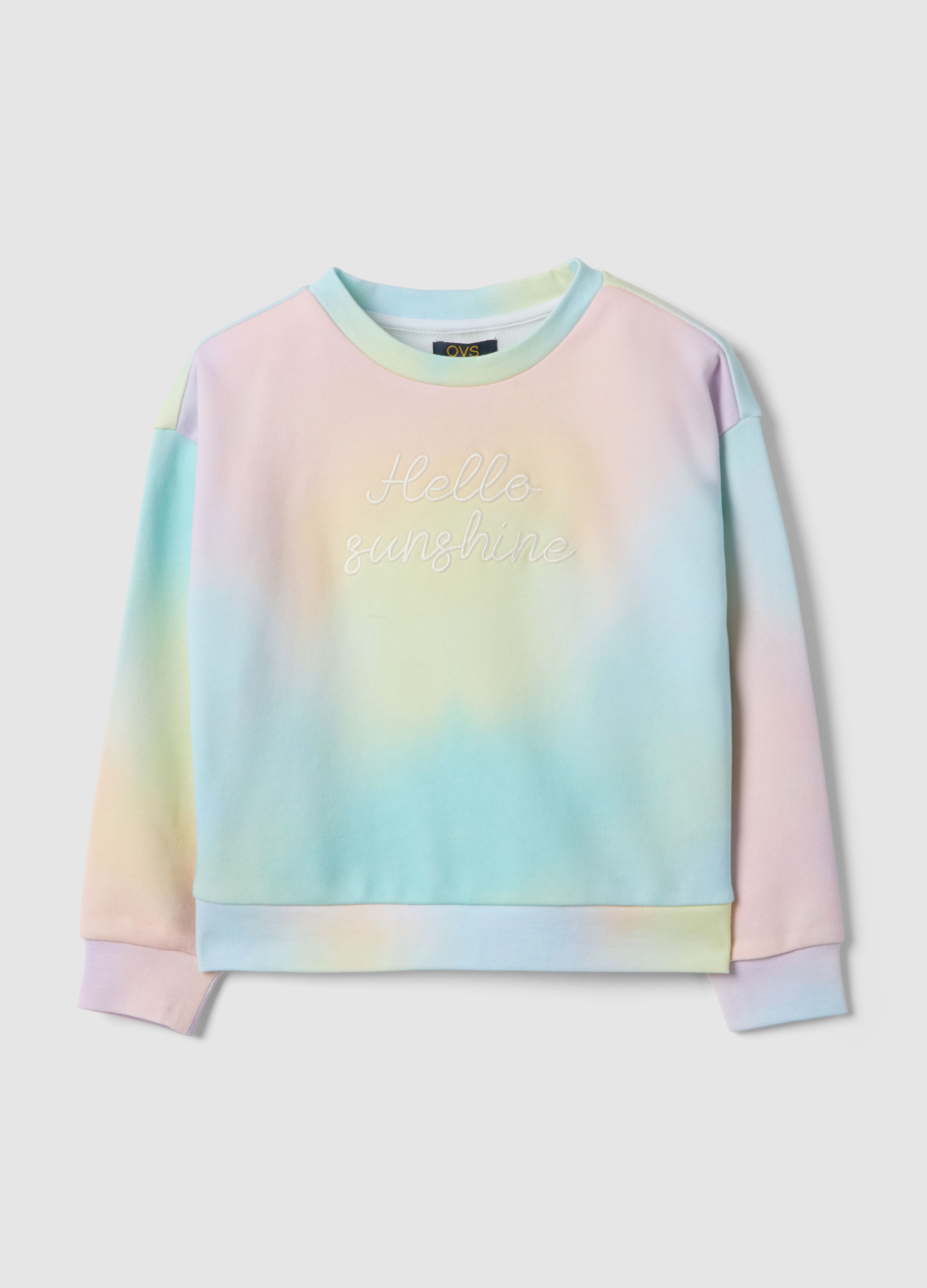 OVS KIDS, Felpa In Misto Cotone Multicolor Da Bambina Regular Fit Con Scritta, Niña, Amarillo/Rosa, Talla: 4-5