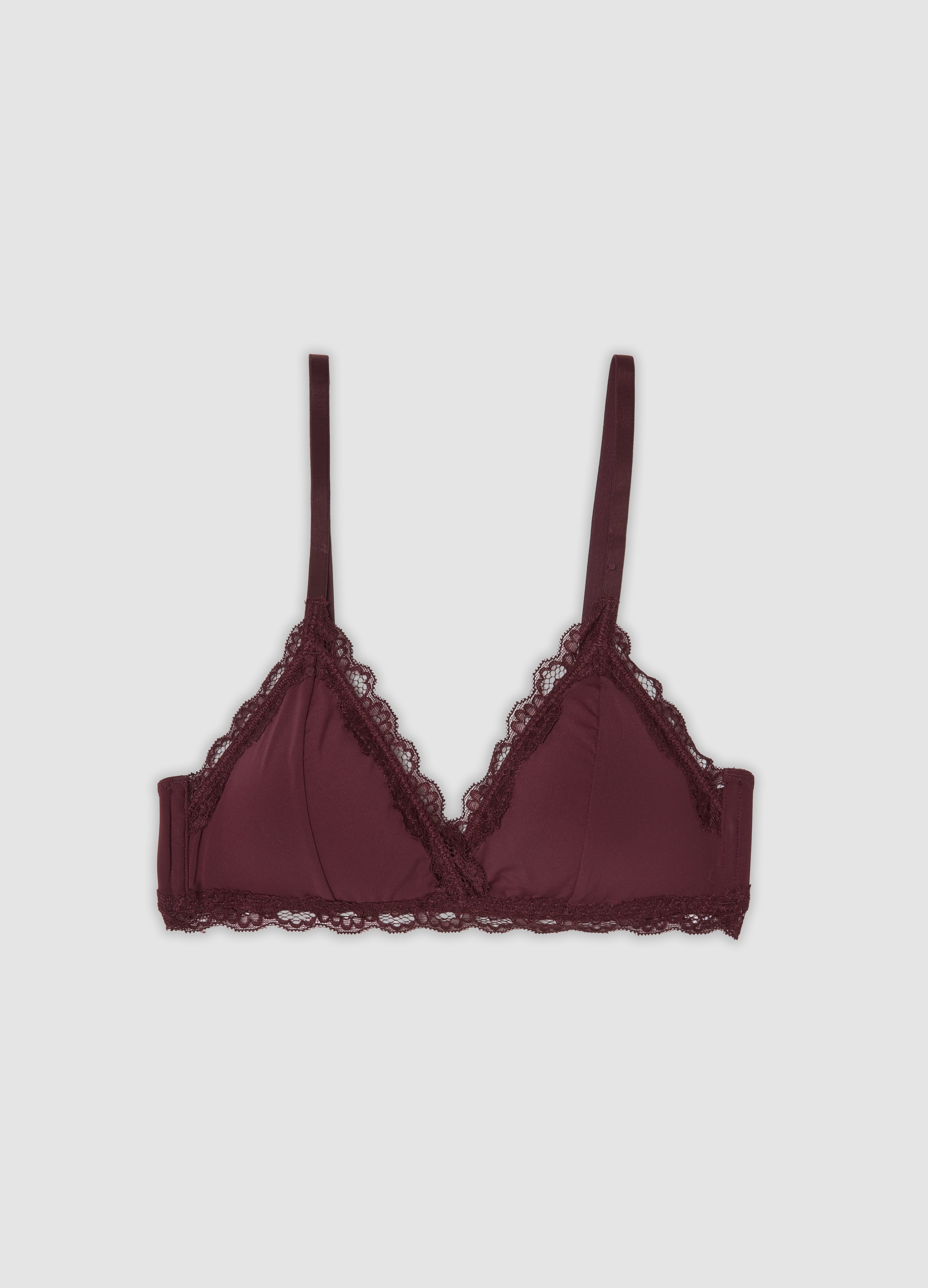 OVS, Reggiseno A Triangolo Viola In Microfibra Elasticizzata Con Pizzo, Donna, Viola, Taglia: 2B