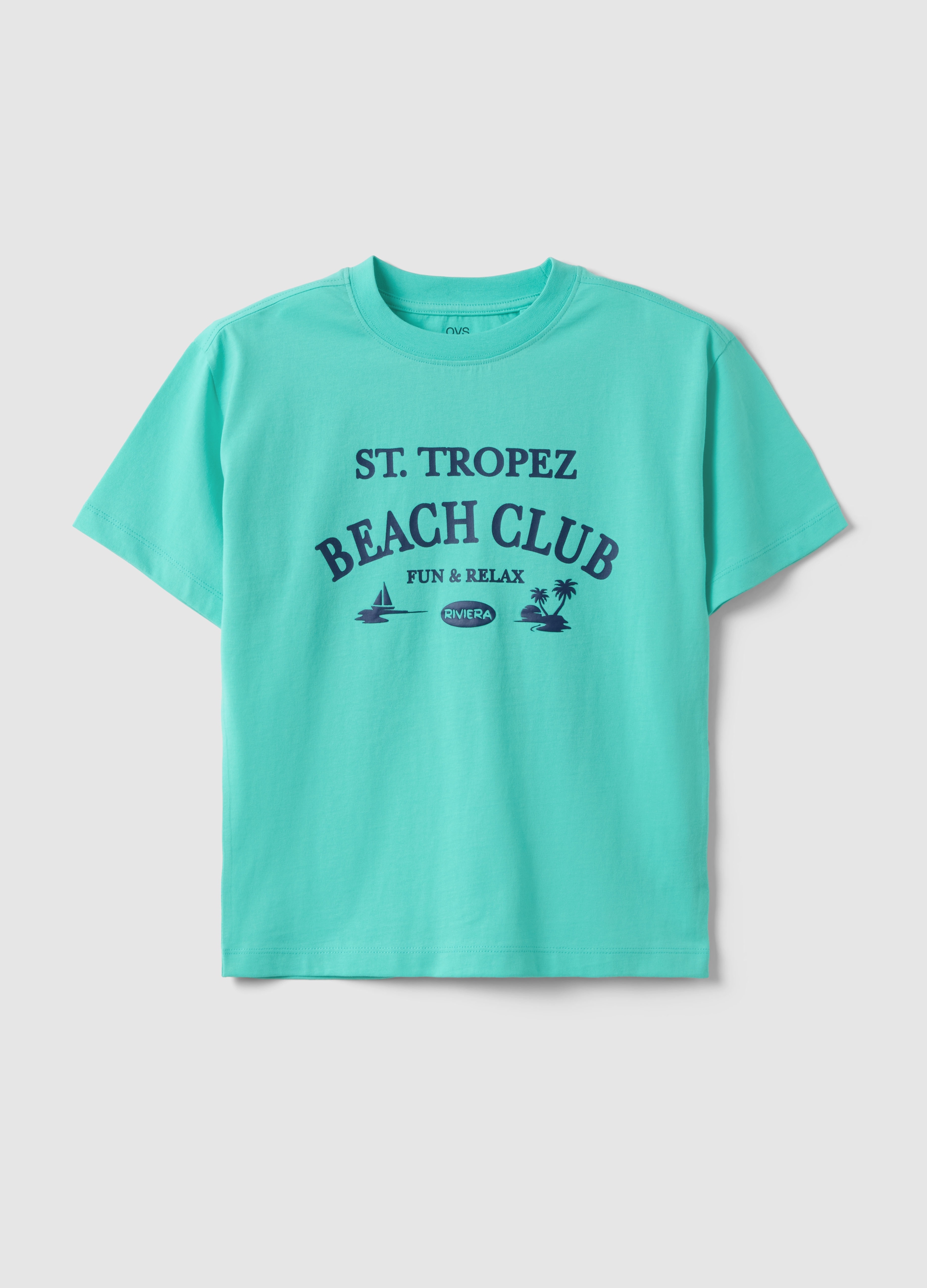 OVS KIDS, Camiseta Azul De Niño En Algodón Puro, Ajuste Oversize Con Estampado, Niño, Azul Turquesa, Talla: 4-5