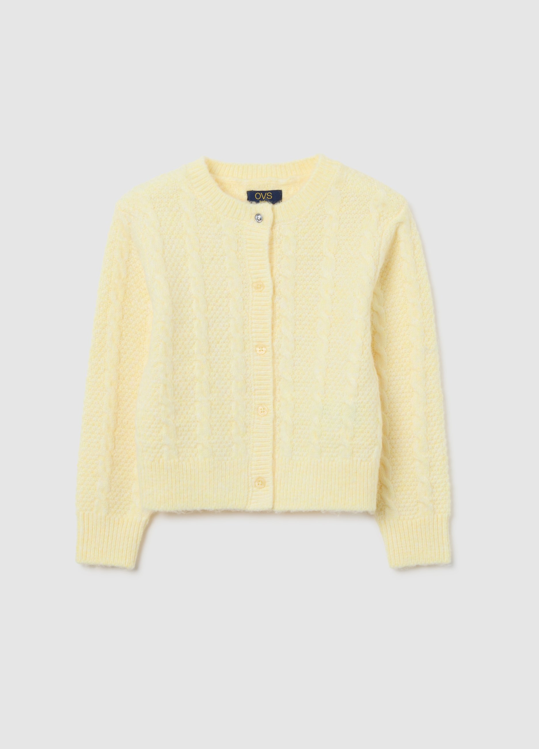 Cárdigan Amarillo Para Niña De Ajuste Regular Con Botones, Niña, Amarillo Claro, Talla: 8-9