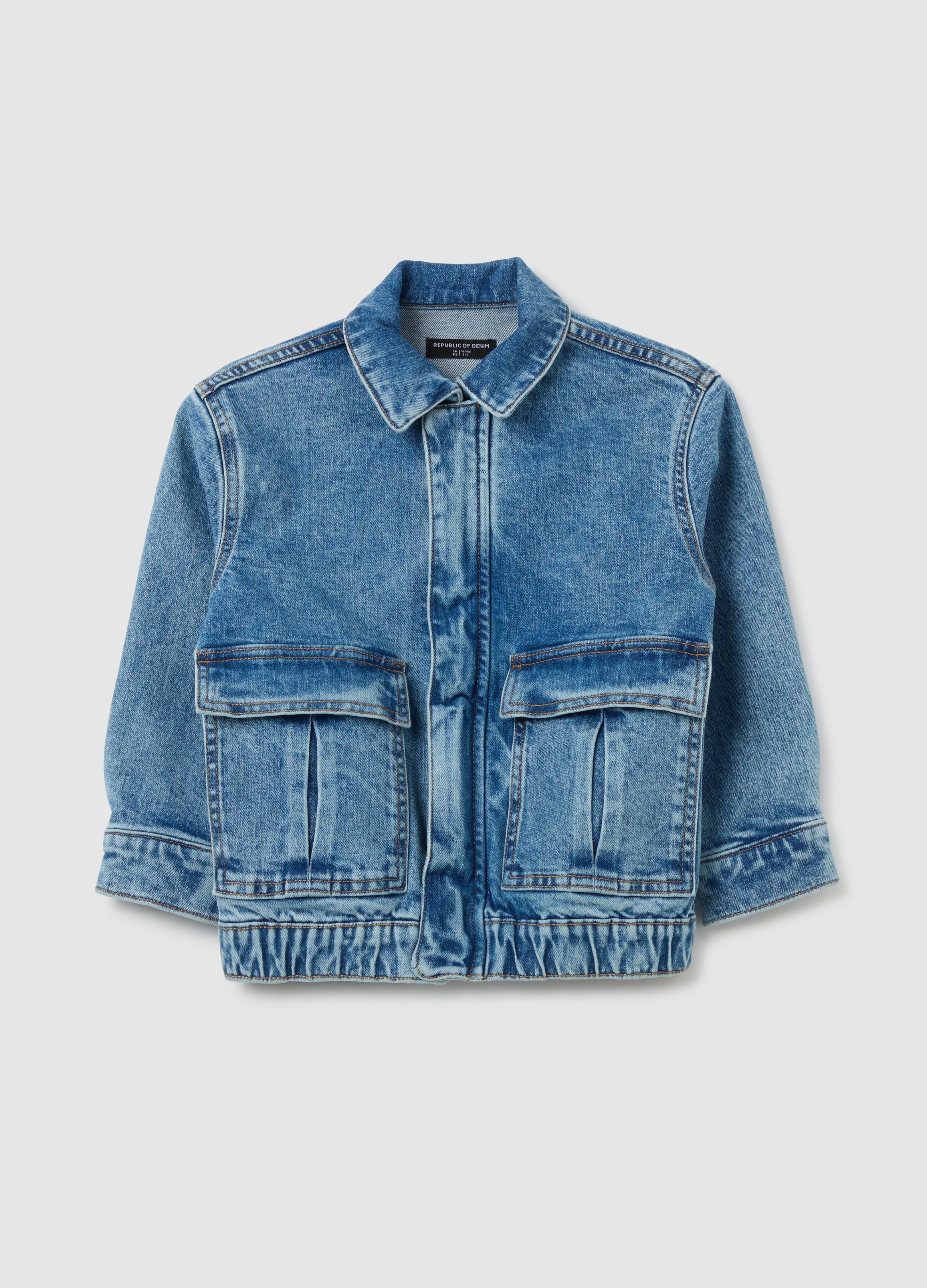OVS, Chaqueta De Niño De Denim Azul Con Bolsillos Cargo, Niño, Azul, Talla: 7-8