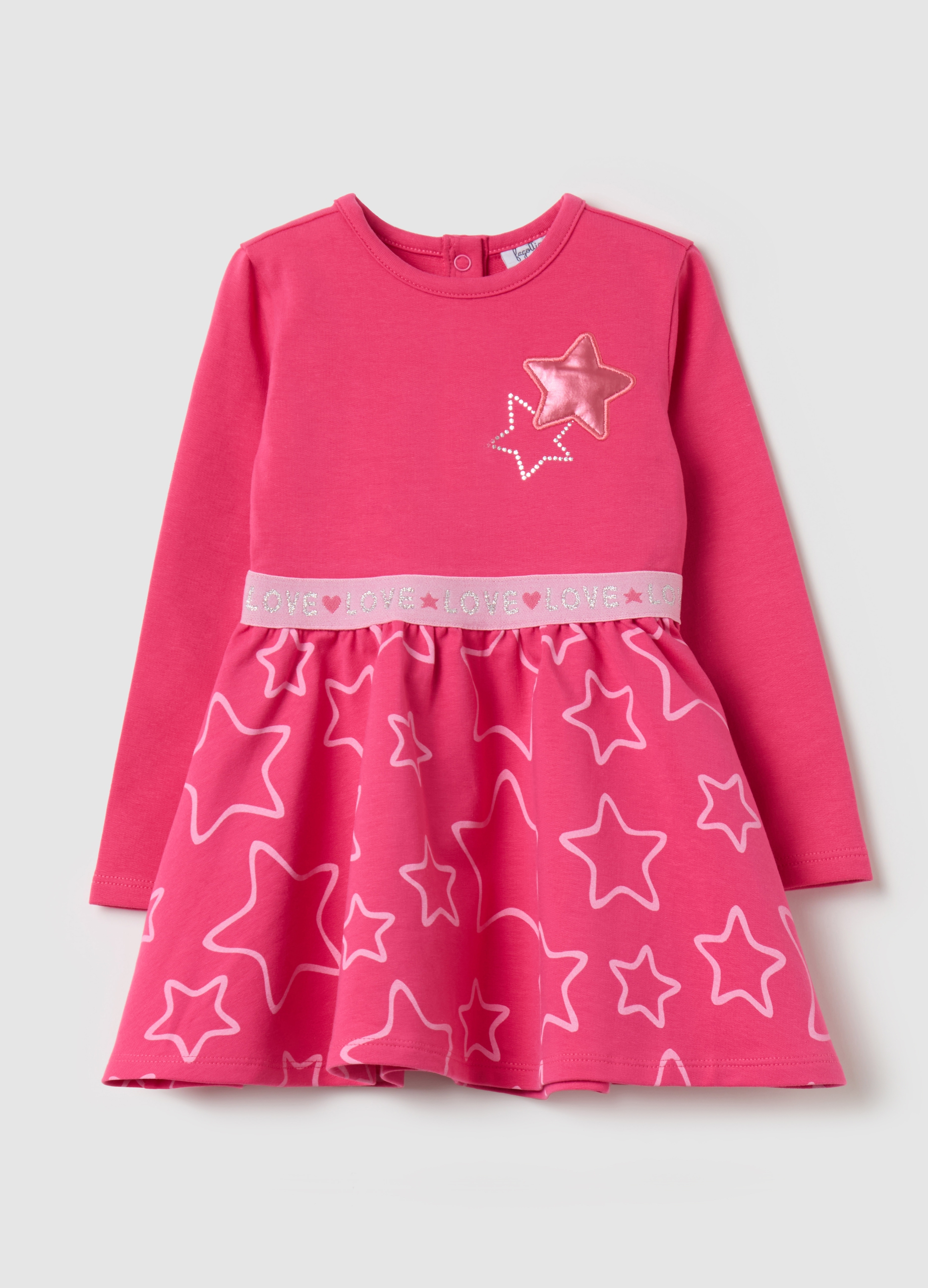 FAGOTTINO, Vestido De Tejido Rizado Con Estampado Estrellas, Niña, Fucsia, Talla: 18-24