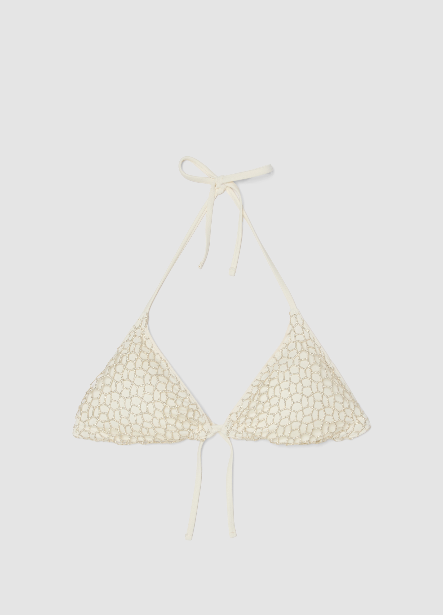 OVS, Bikini A Triangolo Bianco Con Ricami A Rete, Donna, Bianco, Taglia: 5