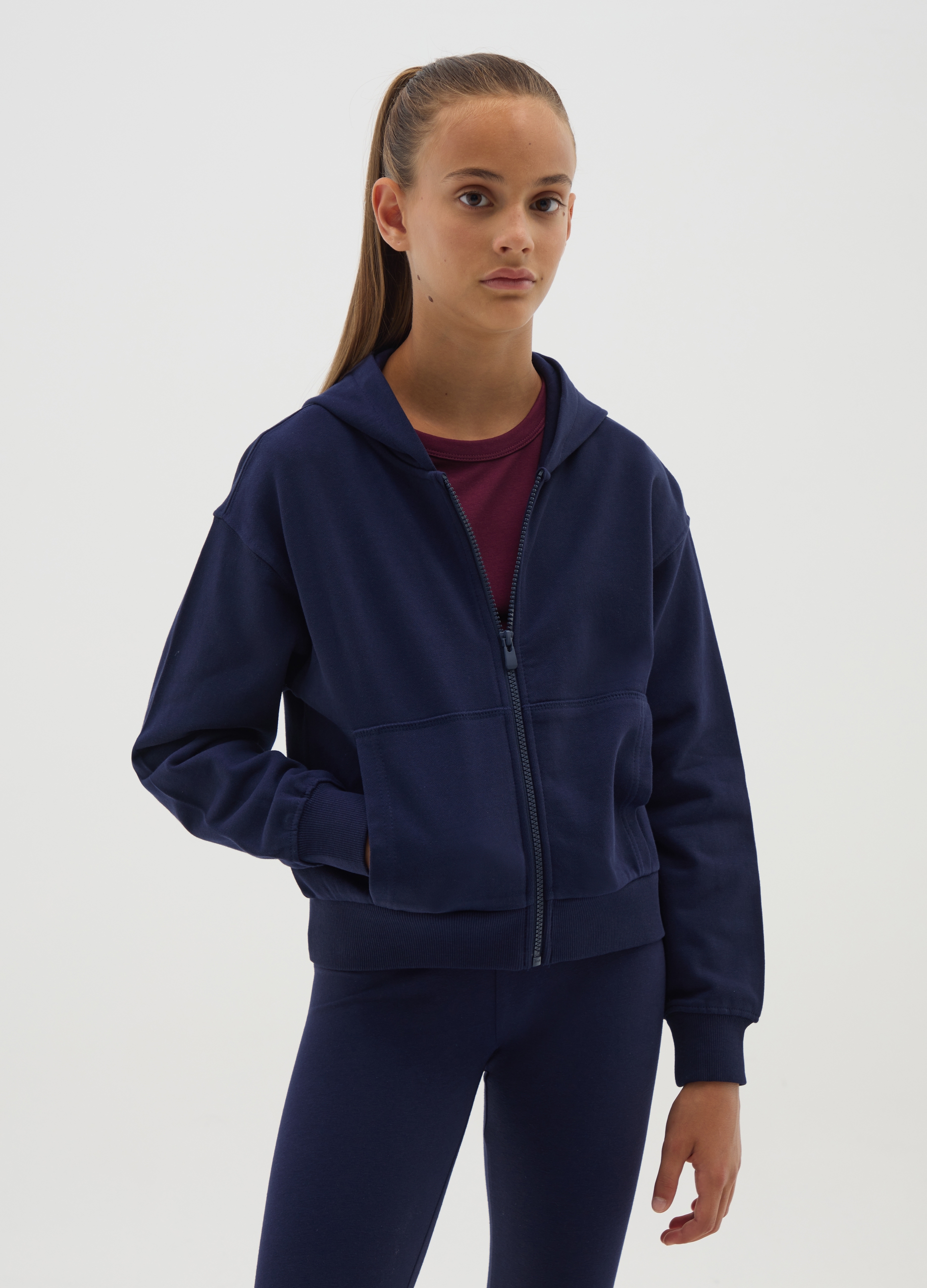 OVS KIDS, Felpa Da Ragazza In Puro Cotone Blu Regular Fit, Bambina, Blu, Taglia: 14-15