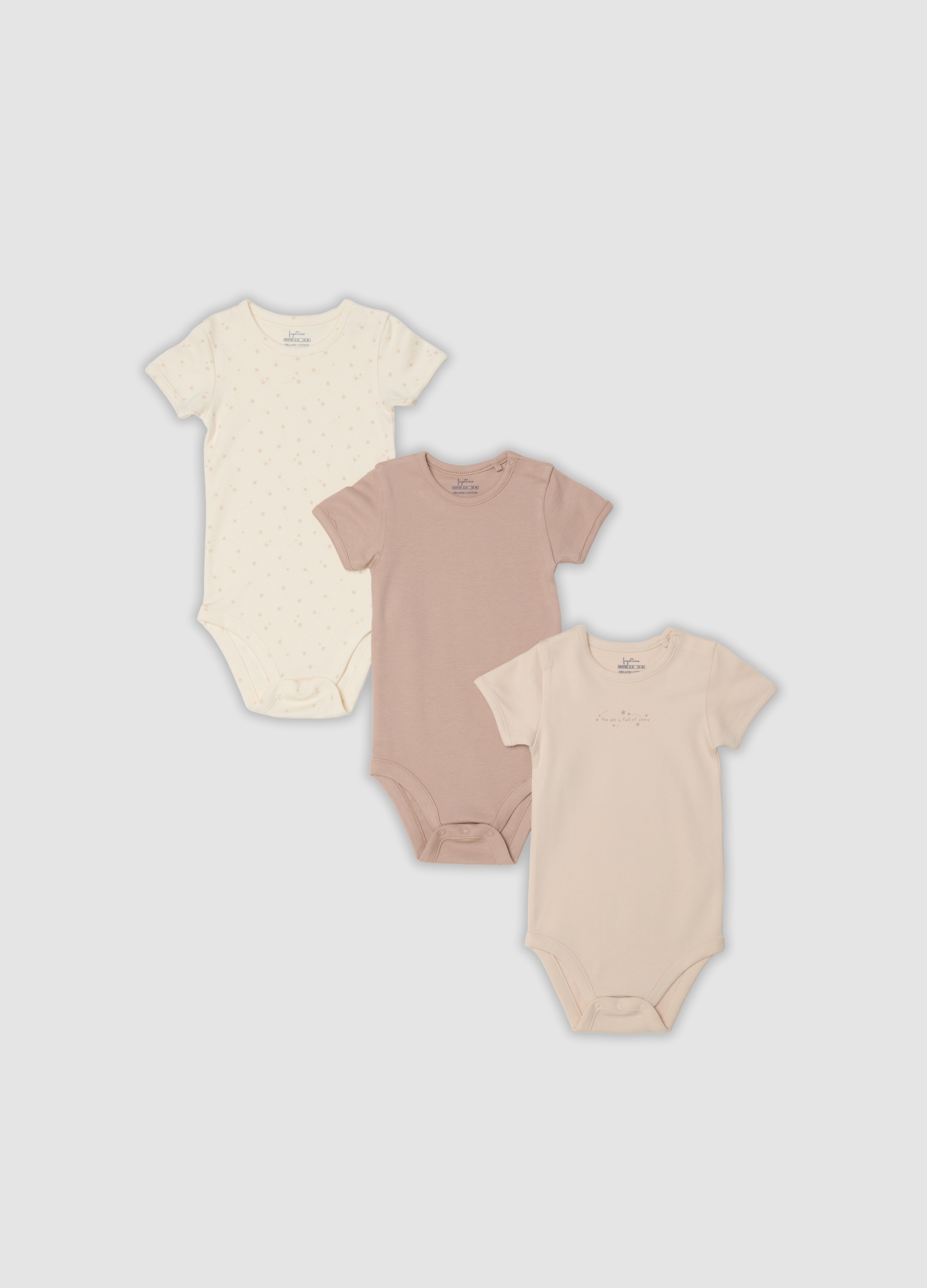 FAGOTTINO, Tripack Body Multicolor In Puro Cotone Organico A Girocollo Per Neonati, Unisex, Multicolor, Taglia: 18-24