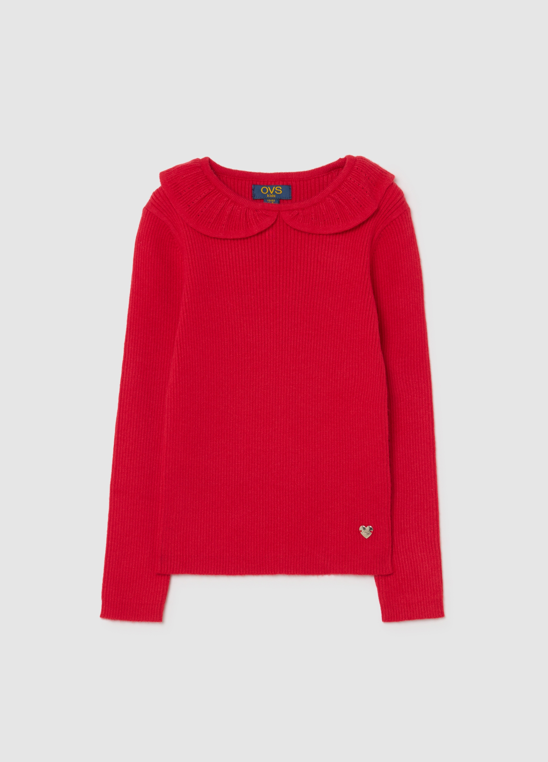 OVS KIDS, Maglione Con Colletto Rosso Da Bambina Regular Fit, Rosso, Taglia: 5-6
