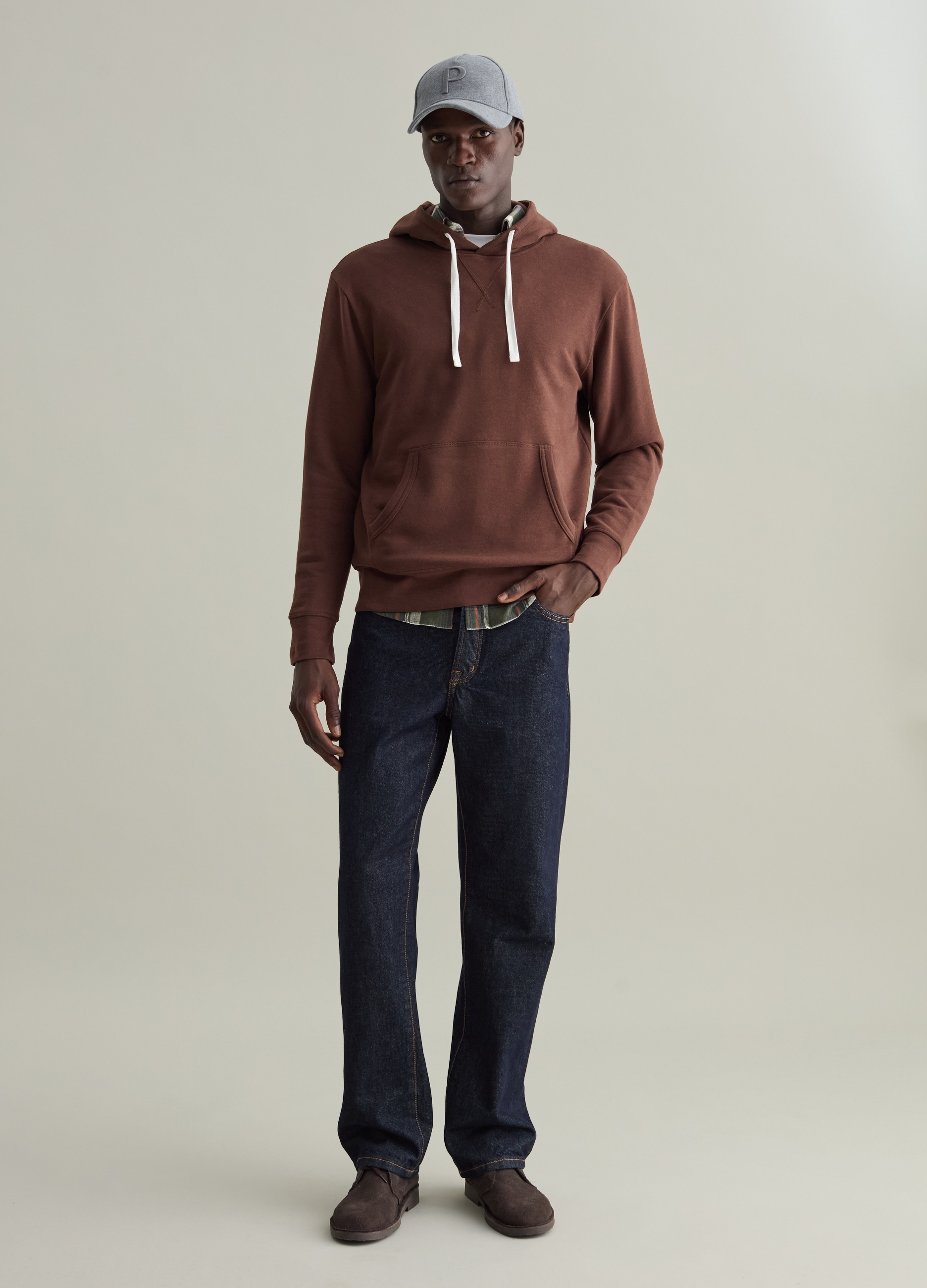 Sudadera Con Capucha Y Detalle De Pico, Hombre, Marrón chocolate, Talla: XXL