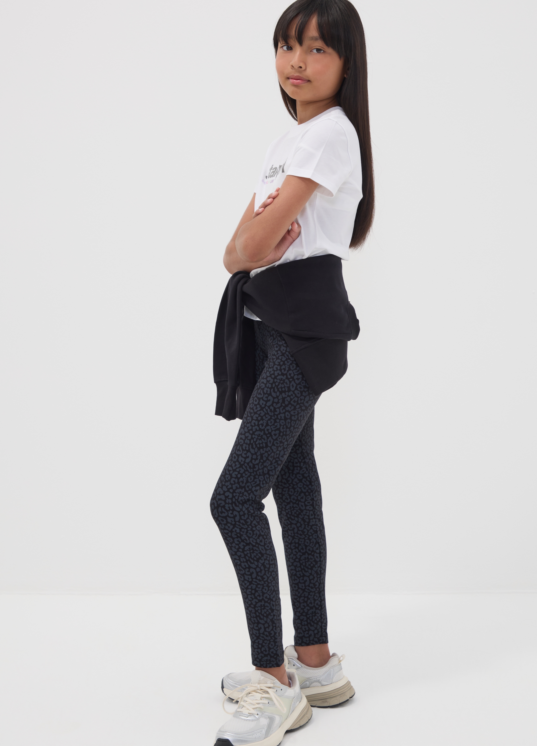 OVS KIDS, Leggings Neri In Cotone Jersey Organico Elasticizzato Skinny Fit Per Ragazza, Bambina, Nero, Taglia: 13-14
