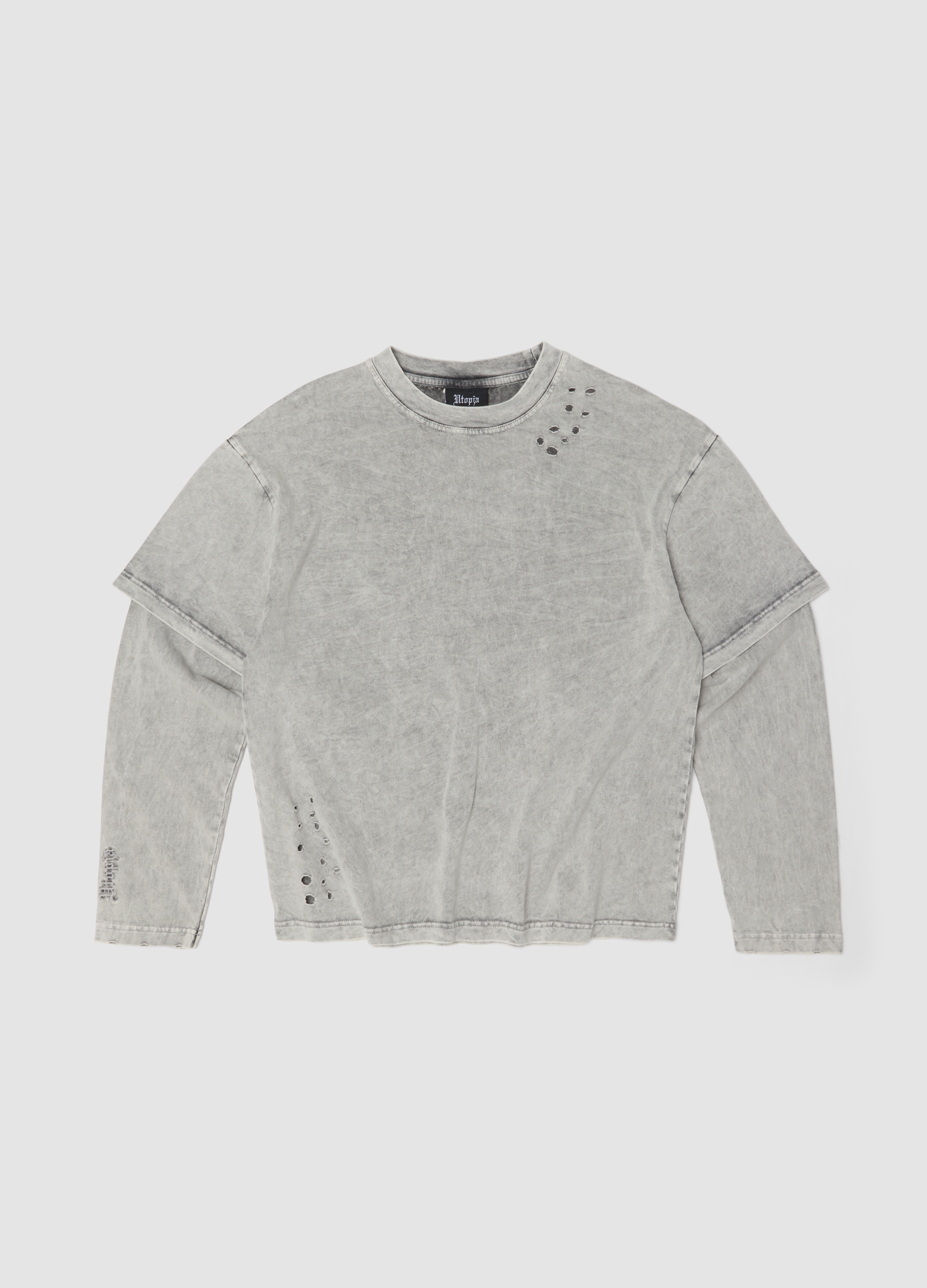 UTOPJA, Double Longsleeve Washed Moonstone, Uomo, Grigio, Taglia: XS