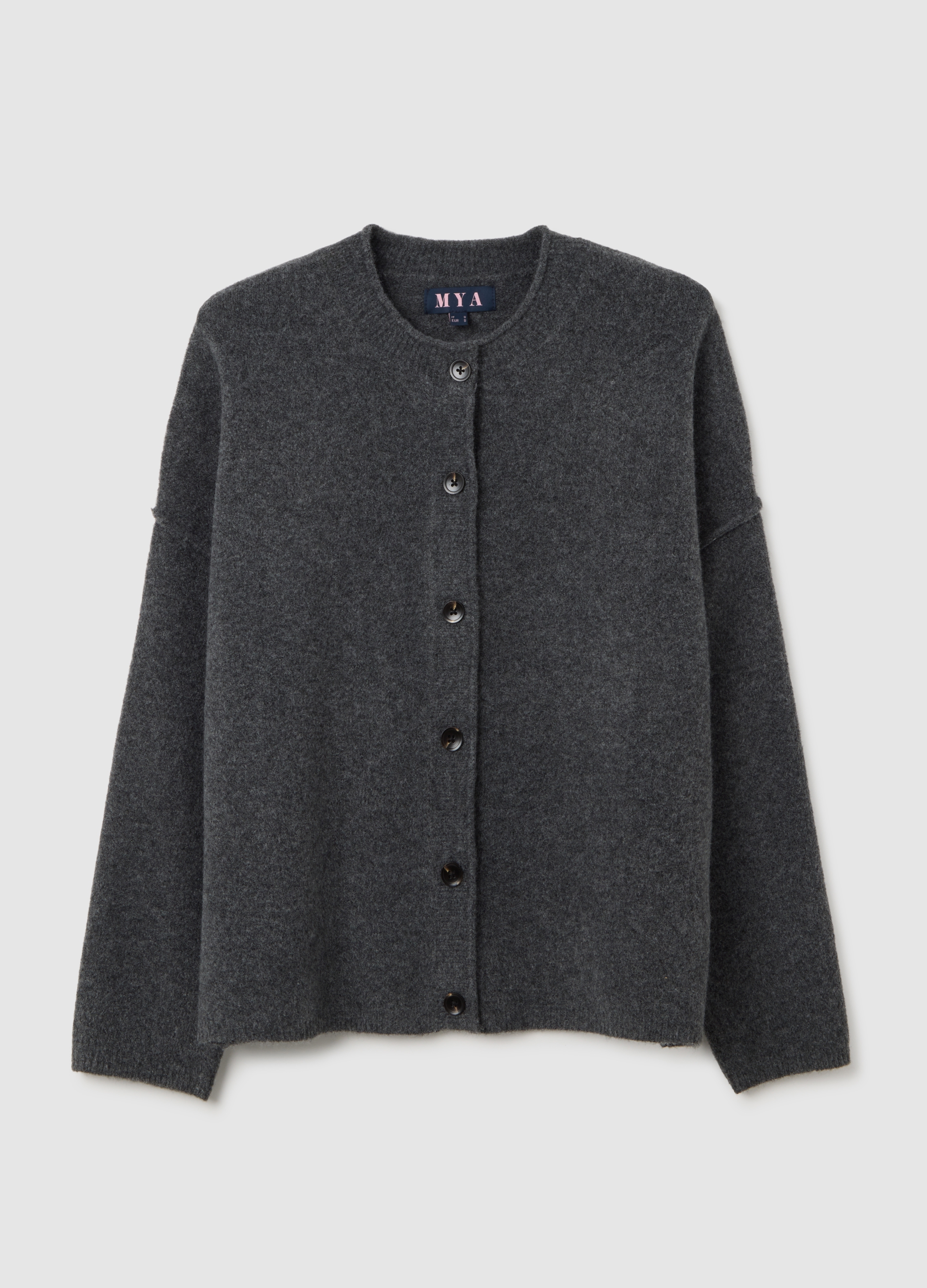 Cárdigan Gris Con Botones, Mujer, Negro, Talla: M