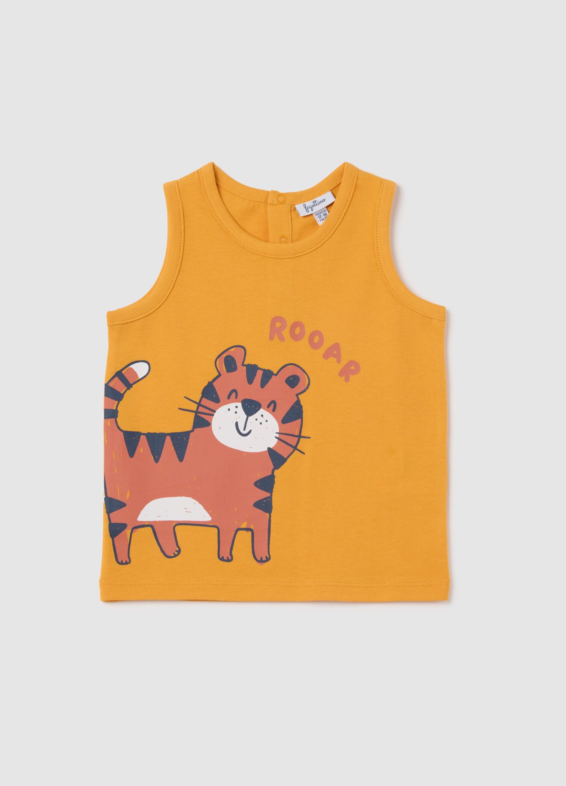 FAGOTTINO, Canottiera Da Neonato In Puro Cotone Arancione Regular Fit Con Stampa, Bambino, Arancione, Taglia: 12-18