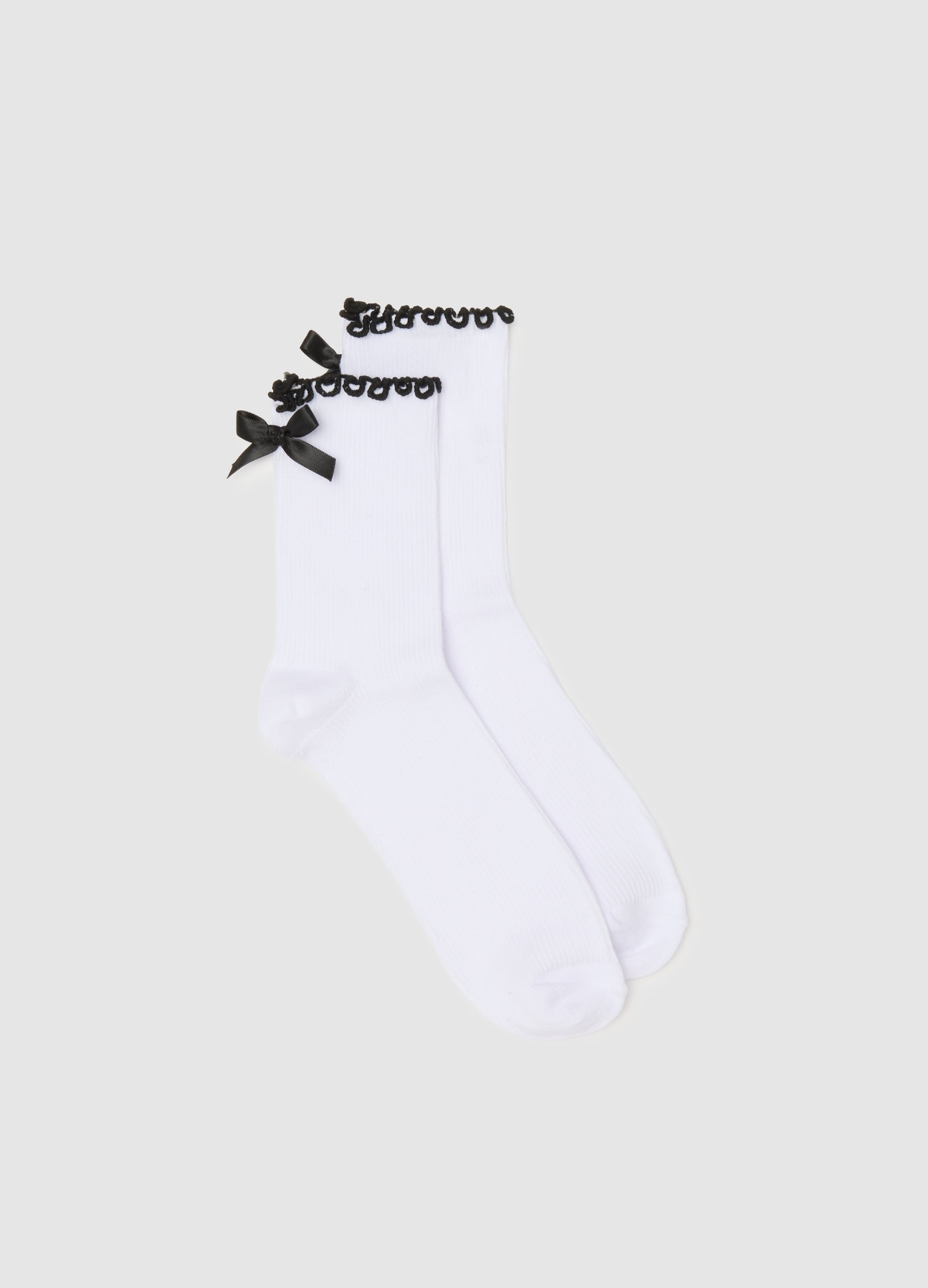 OVS, Calzini In Cotone Bianco Con Volant, Donna, Bianco, Taglia: 36-38