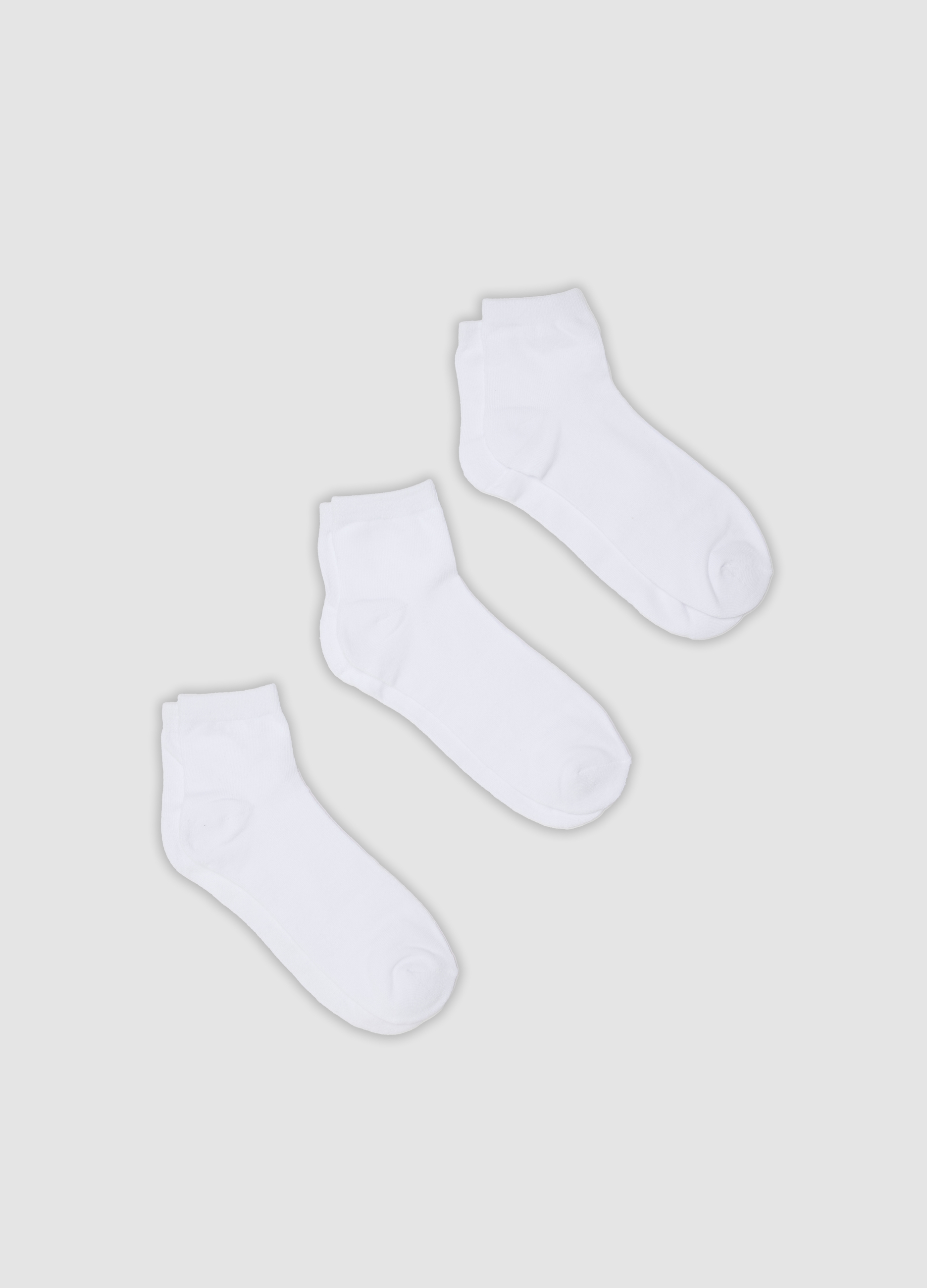 OVS, Tripack Di Calze Sportive Bianche Alla Caviglia In Cotone Organico, Uomo, Bianco, Taglia: 38-42
