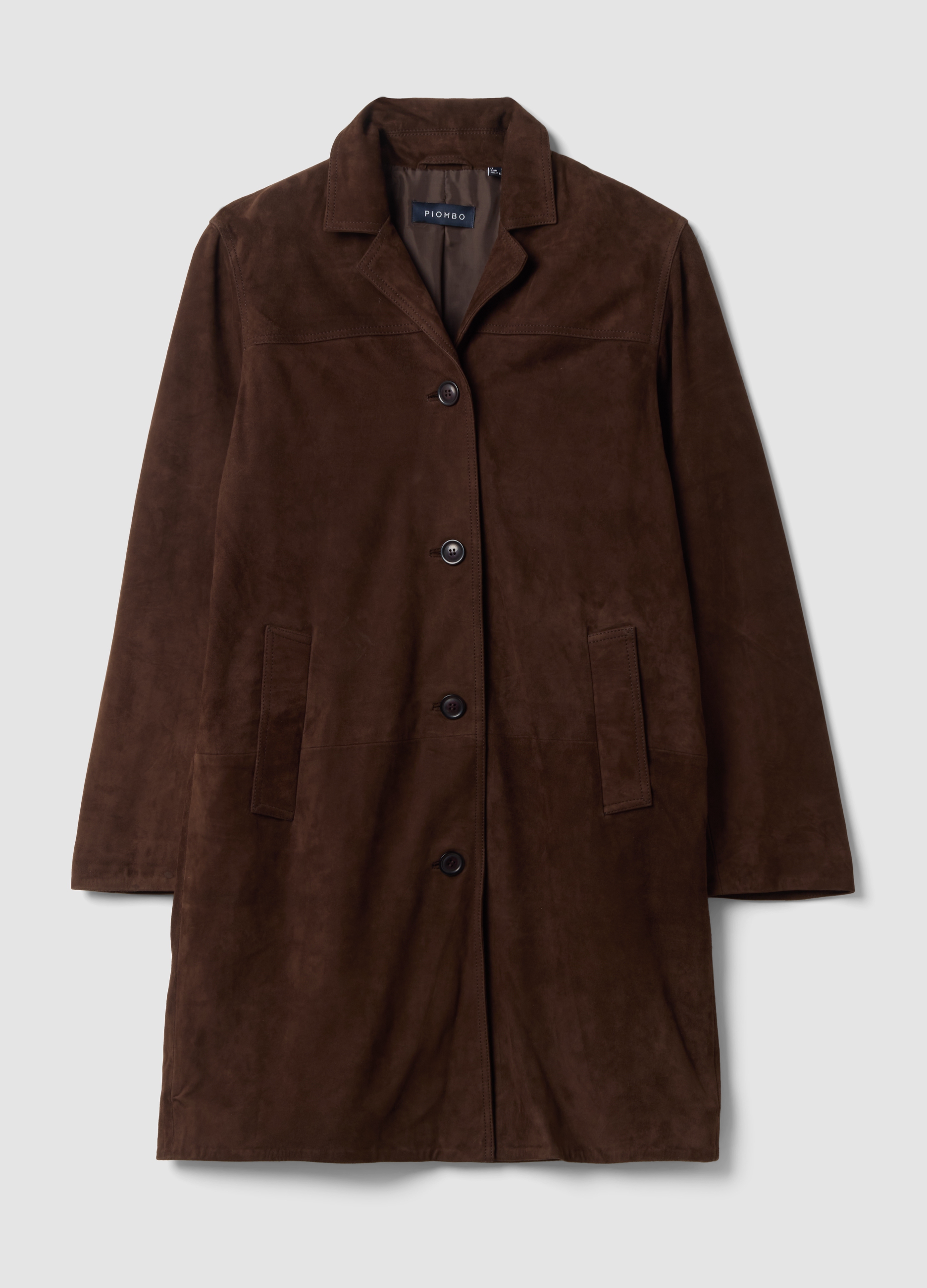Piombo Contemporary, Cappotto Marrone Lungo In Vera Pelle Regular Fit, Donna, Marrone, Taglia: M