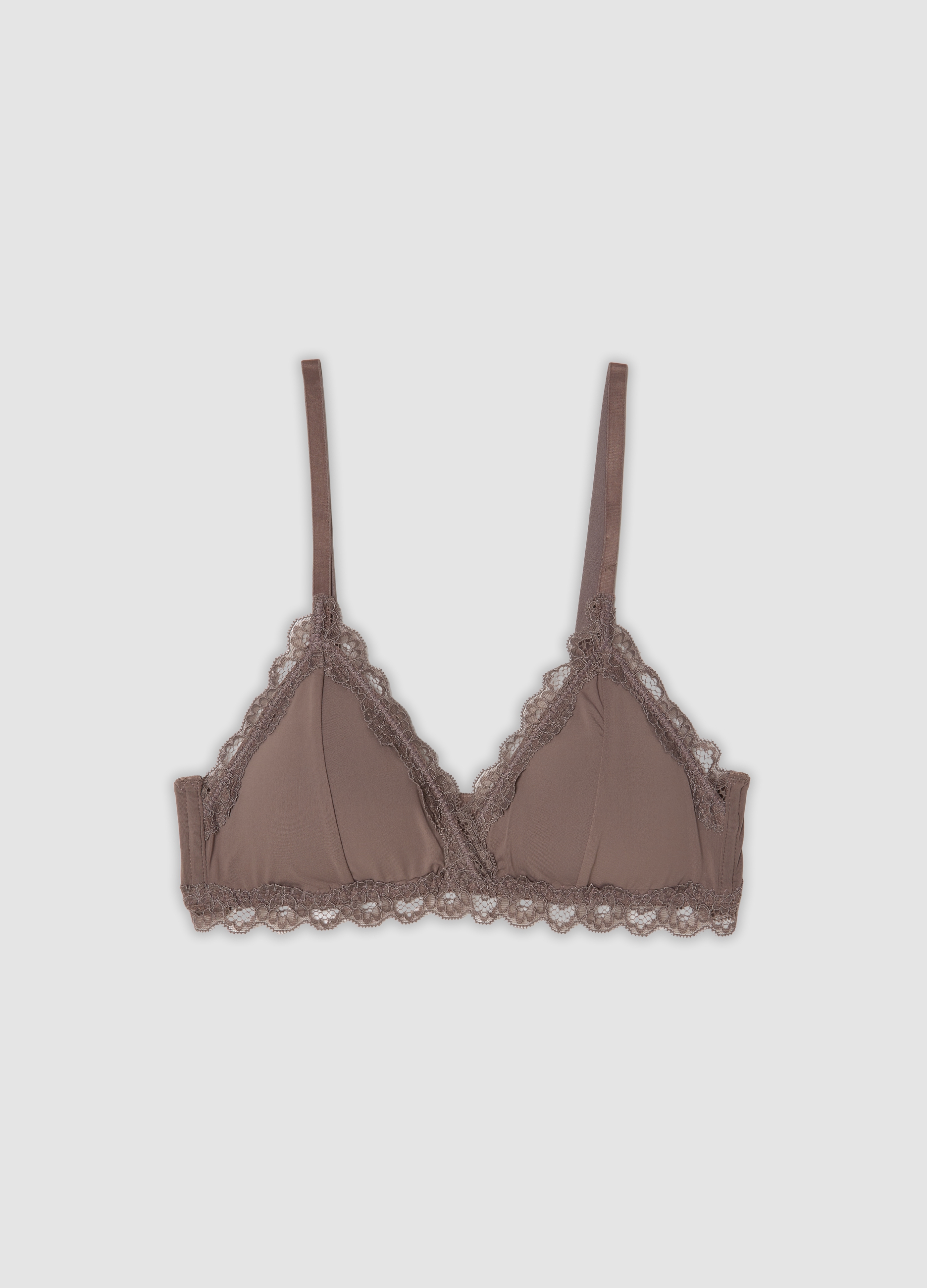 OVS, Reggiseno A Triangolo Grigio In Microfibra Elasticizzata Con Pizzo, Donna, Grigio, Taglia: 5B