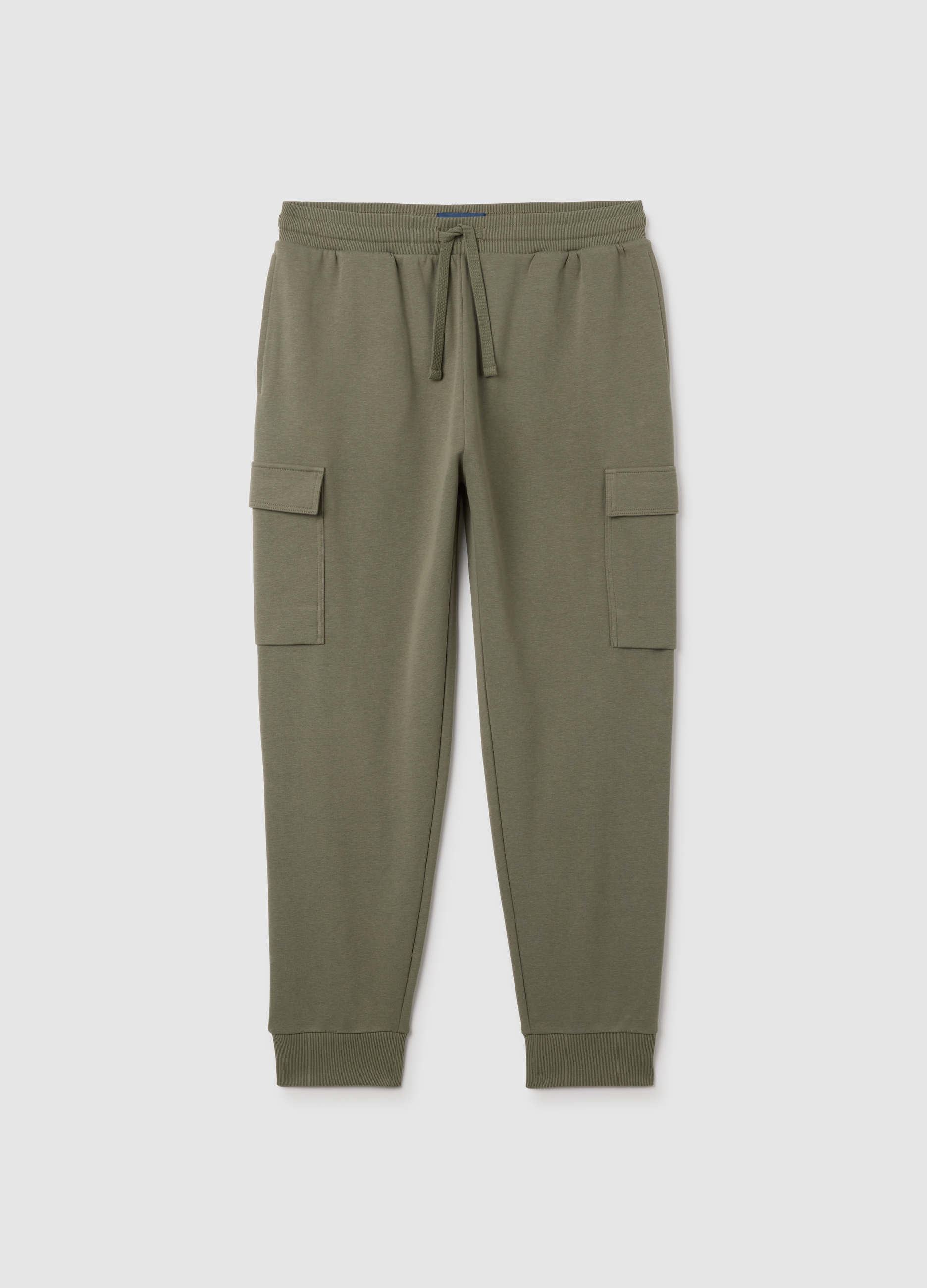 Pantaloni In Misto Cotone Verdi Con Tasche Cargo, Hombre, Verde claro, Talla: XL