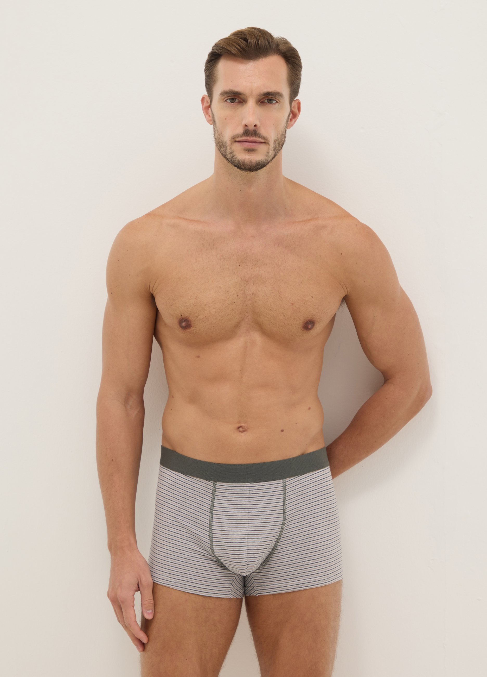 Multipack De Boxers De Algodón Estirable Multicolor Ajuste Regular, Hombre, Gris/verde, Talla: S