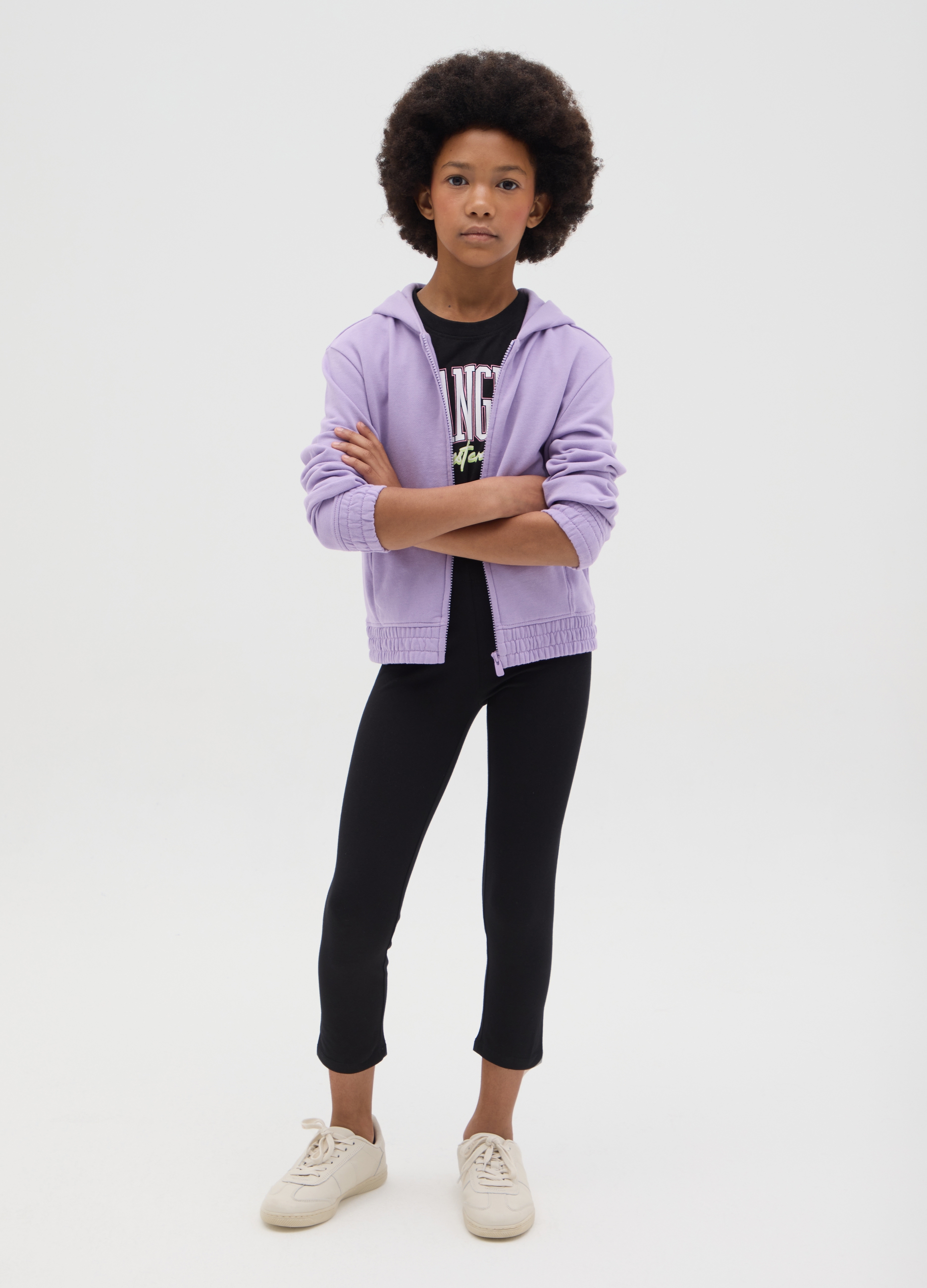 Leggings Negros Tres Cuartos Elásticos, Niña, Negro, Talla: 12-13