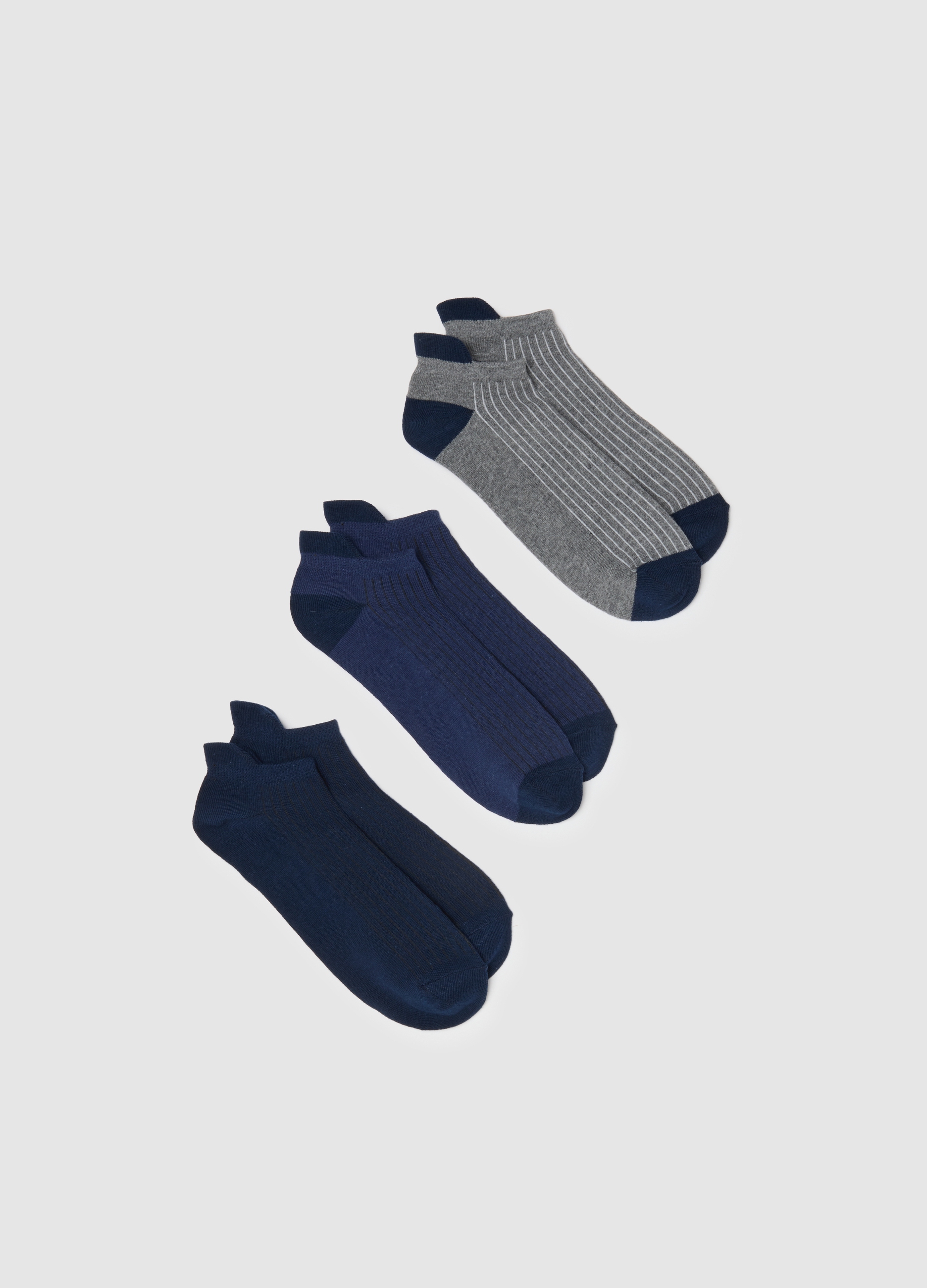 Tripack De Calcetines Deportivos Multicolor En Algodón Elástico, Hombre, Azul/gris, Talla: 43/46