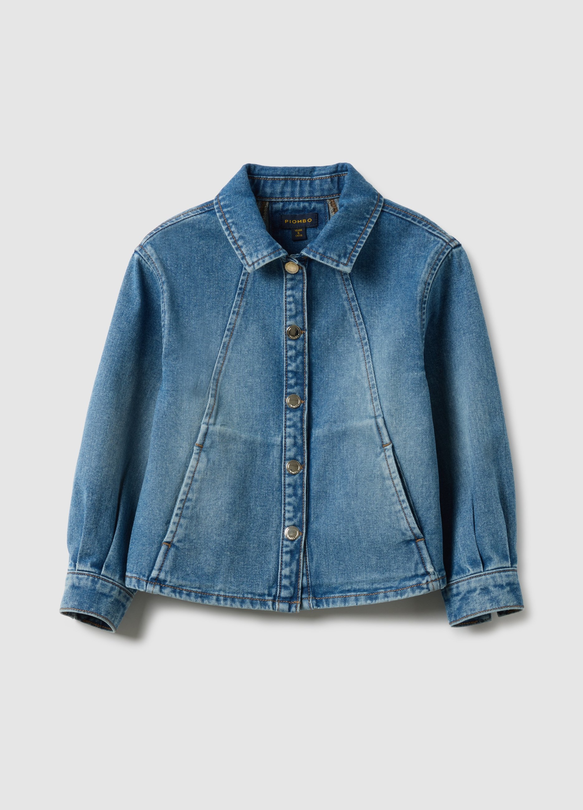 PIOMBO KIDS, Chaqueta De Denim Azul De Algodón Para Niñas Regular Fit, Niña, Azul vaquero, Talla: 8