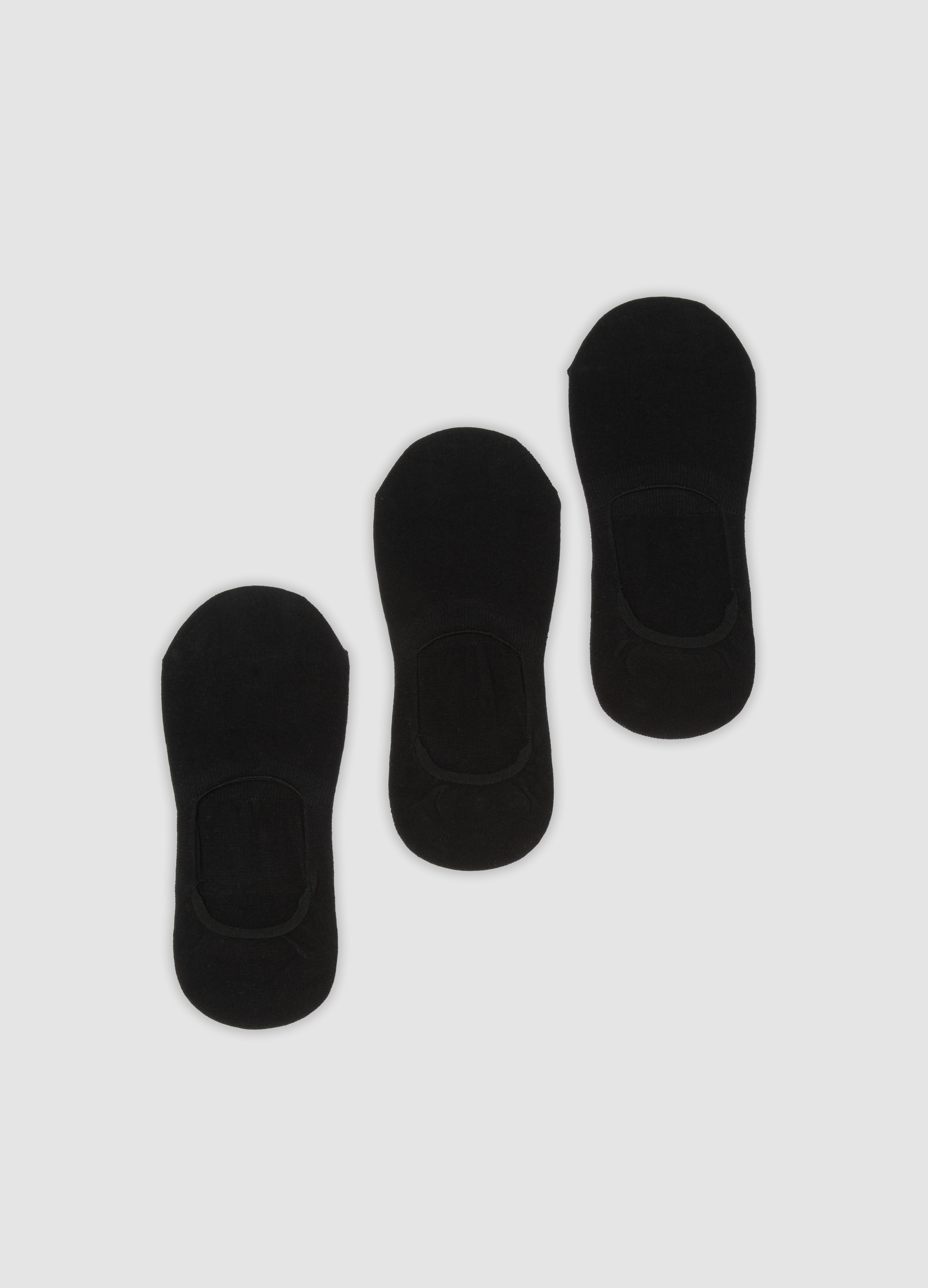 OVS, Tripack Di Calzini Neri Invisibili In Misto Cotone Jersey Organico, Donna, Nero, Taglia: 36-38