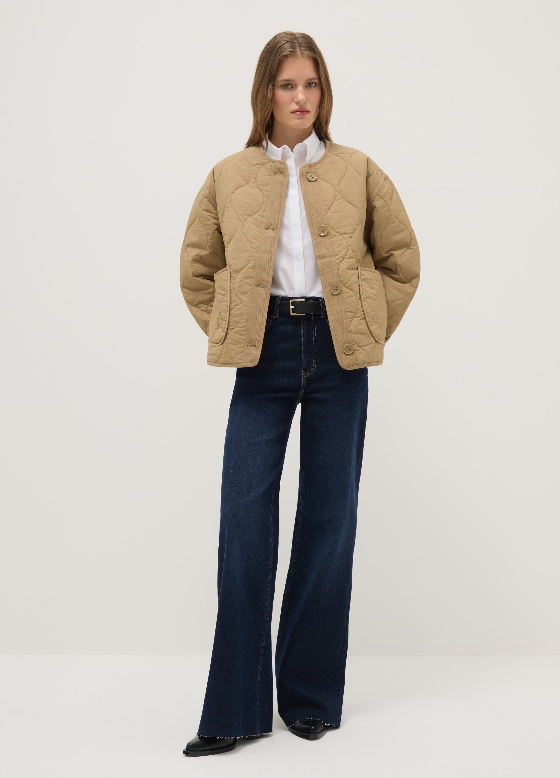 OVS, Giacca Imbottita Beige Regular Fit Con Bottoni, Donna, Beige, Taglia: XS