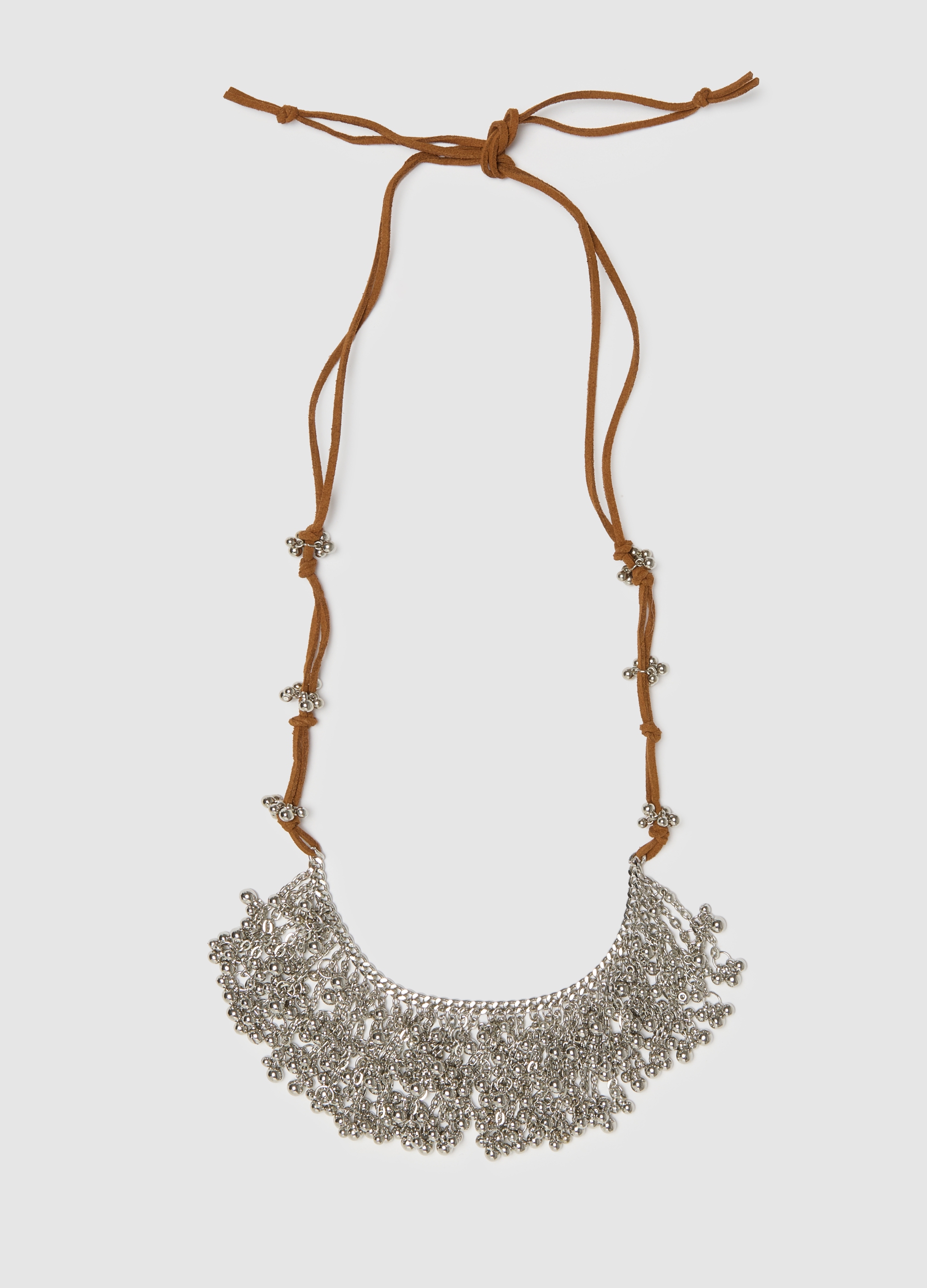 PIOMBO, Collana Marrone Con Pendente Argentato, Donna, Multicolor, Taglia: ONE SIZE