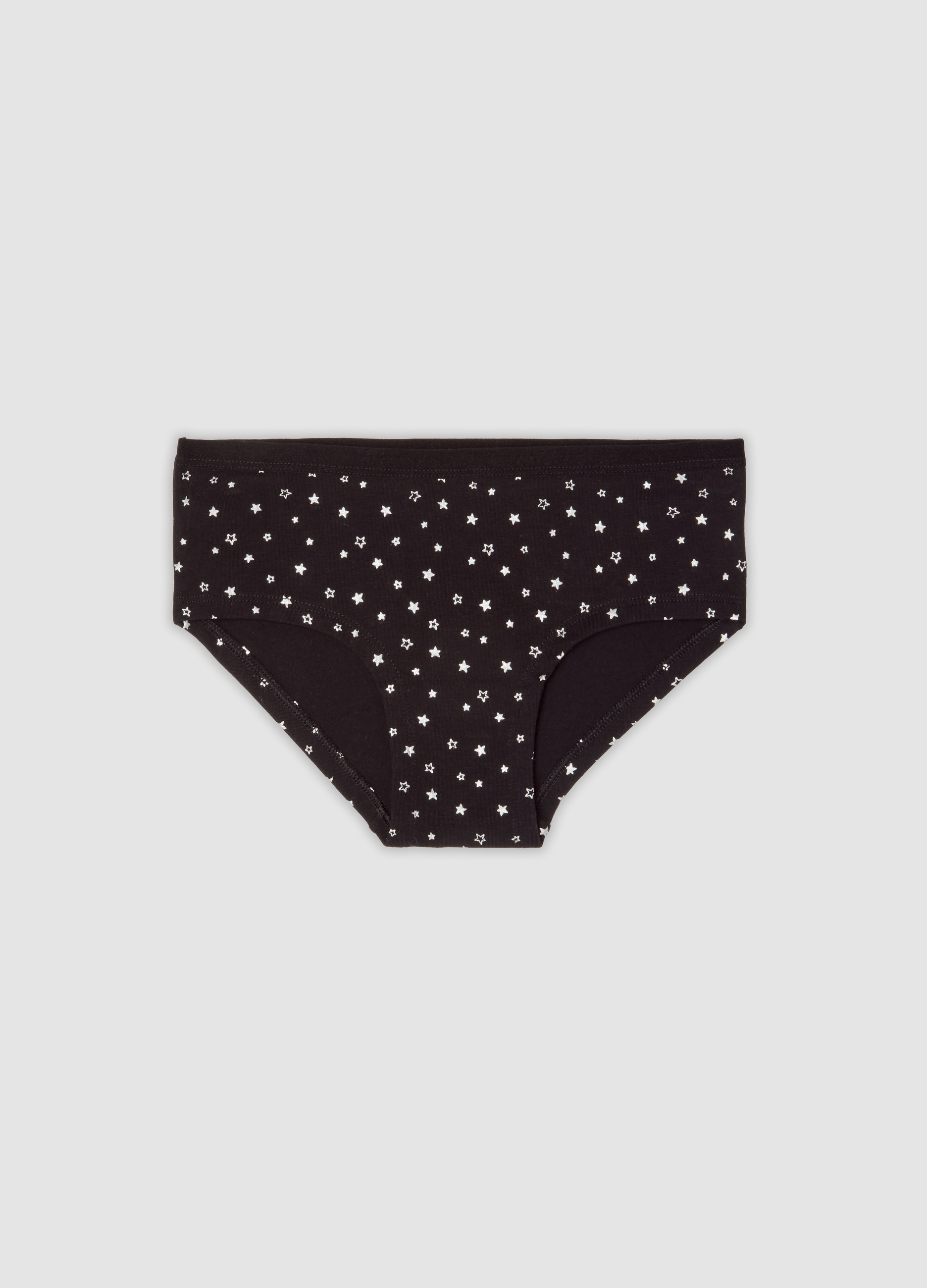 OVS KIDS, Slip Culotte Neri In Cotone Organico Elasticizzato Con Stampa Stelle, Bambina, Nero, Taglia: 10-11