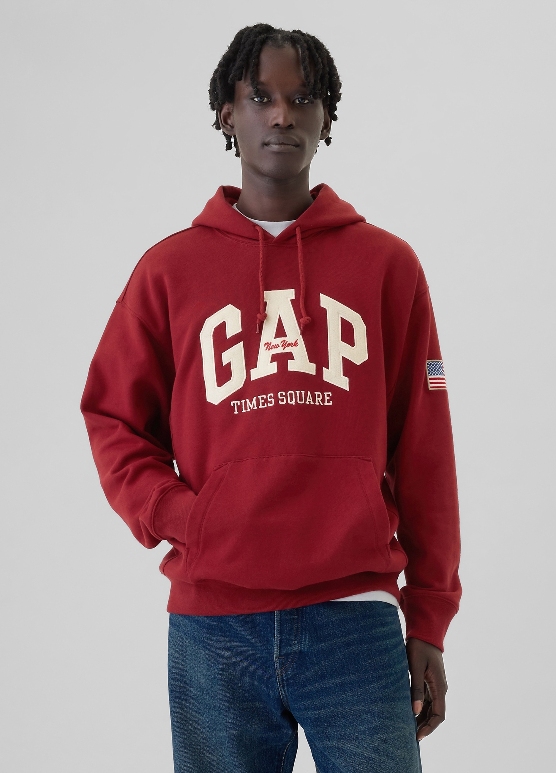GAP, Felpa Ricamo Logo New York Times Square, Uomo, Rosso, Taglia: XL