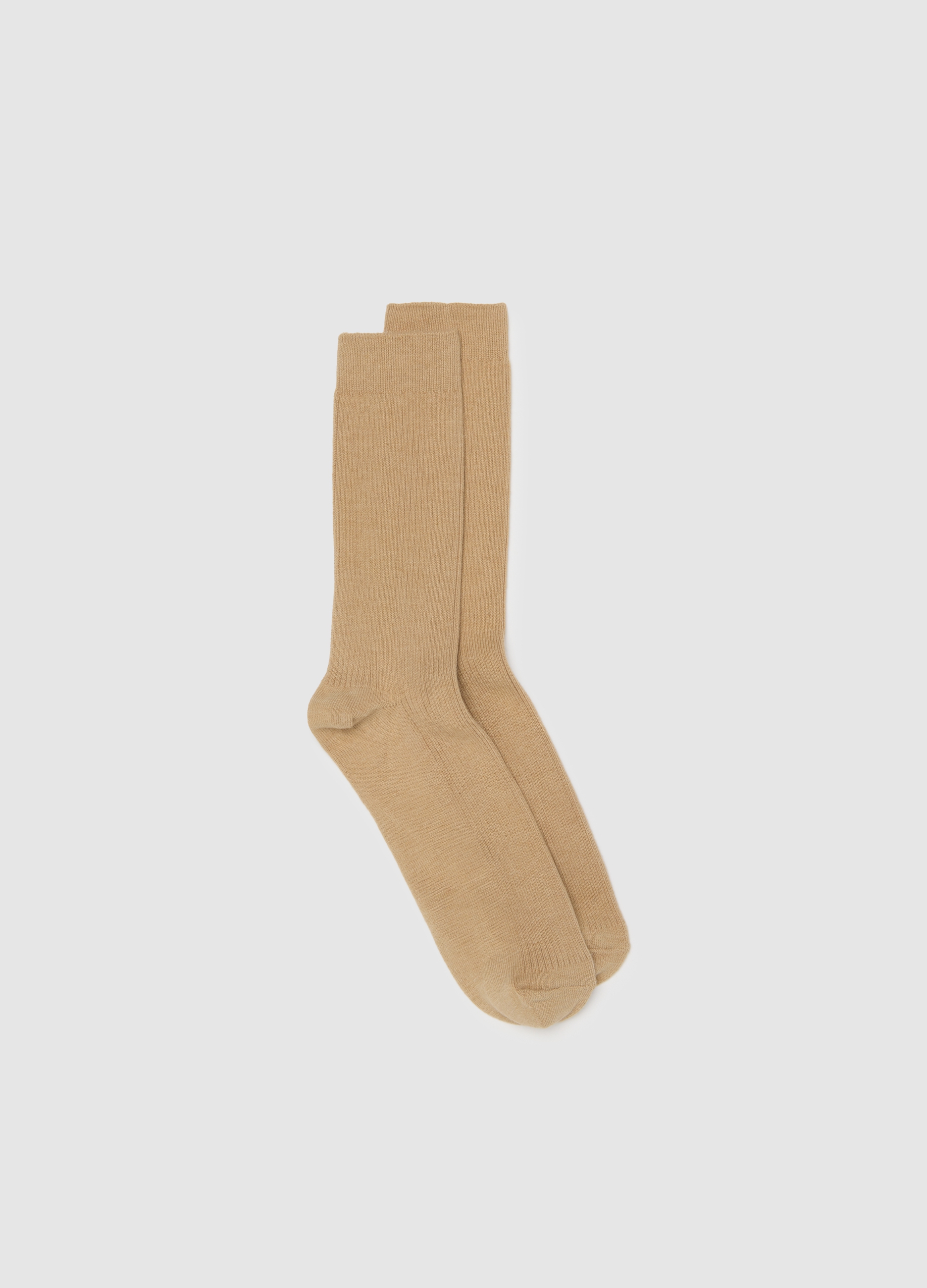 Calcetines Midi Beige De Mezcla De Algodón, Hombre, Arena, Talla: FASUL