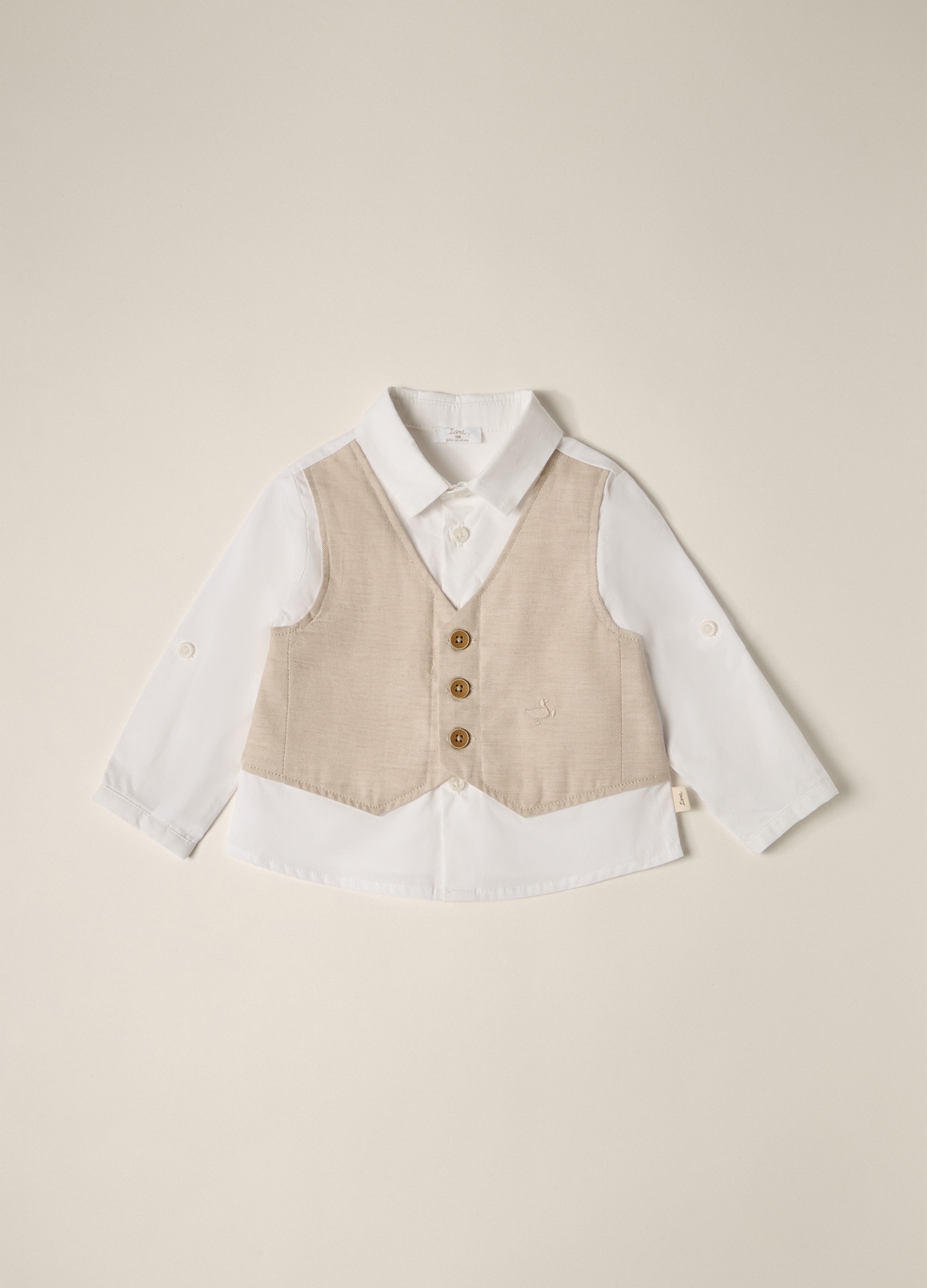 OVS, Camicia Con Gilet Applicato Iana Neonato, Bianco, Taglia: 18