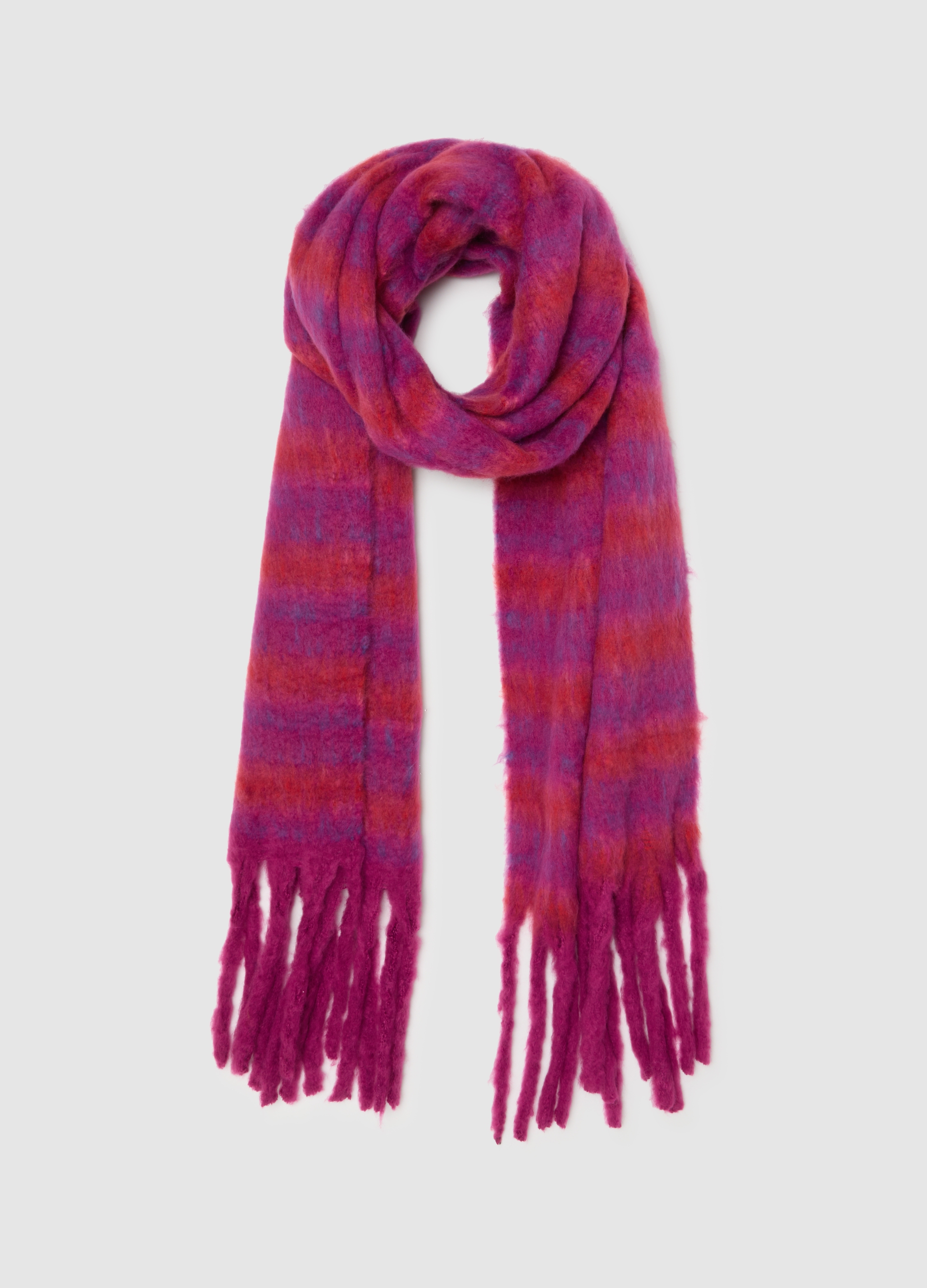 PIOMBO, Sciarpa Multicolor In Misto Tessuto, Donna, Rosso, Taglia: ONE SIZE