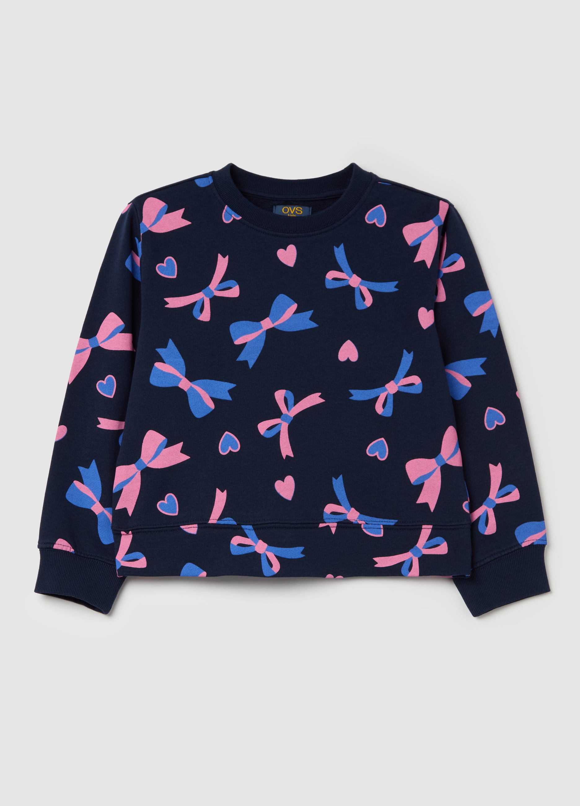 OVS, Felpa In French Terry Con Stampa, Bambina, Blu, Taglia: 5-6