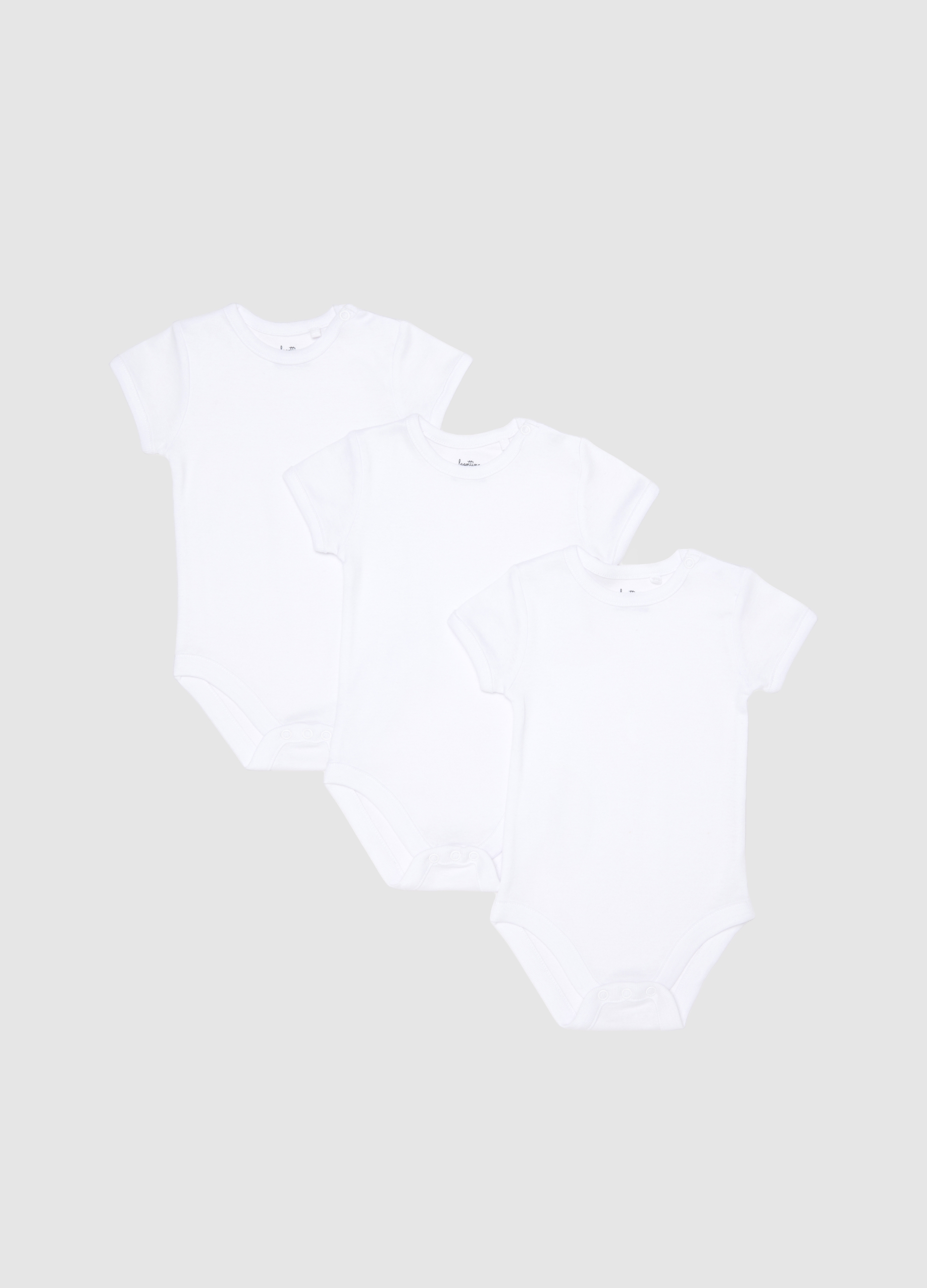 FAGOTTINO, Tripack Body Bianchi Da Neonato In Puro Cotone Organico, Unisex, Bianco, Taglia: 1-3
