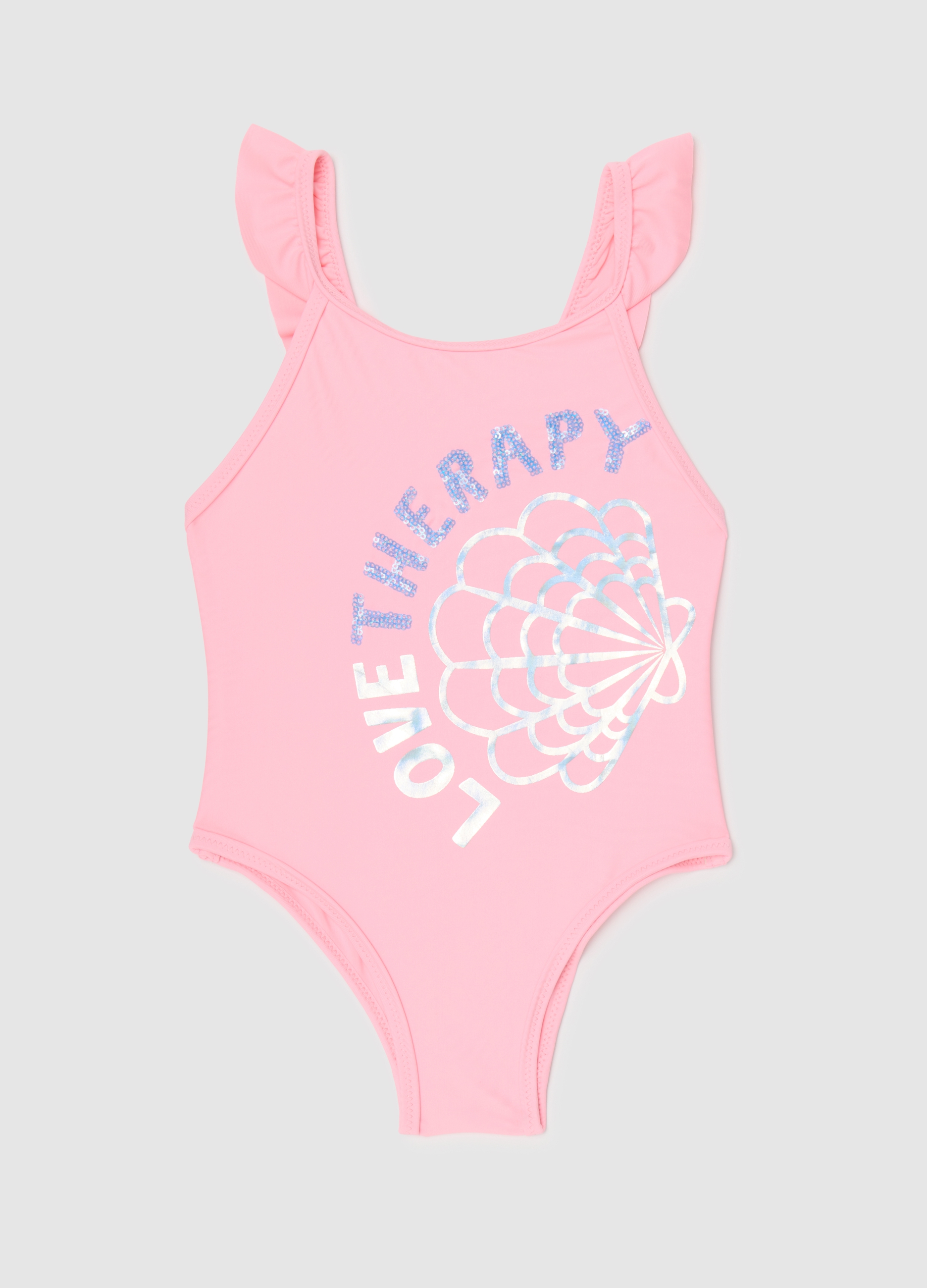 OVS, Costume Intero Da Bambina In Tessuto Elasticizzato Rosa, Rosa, Taglia: 3-4