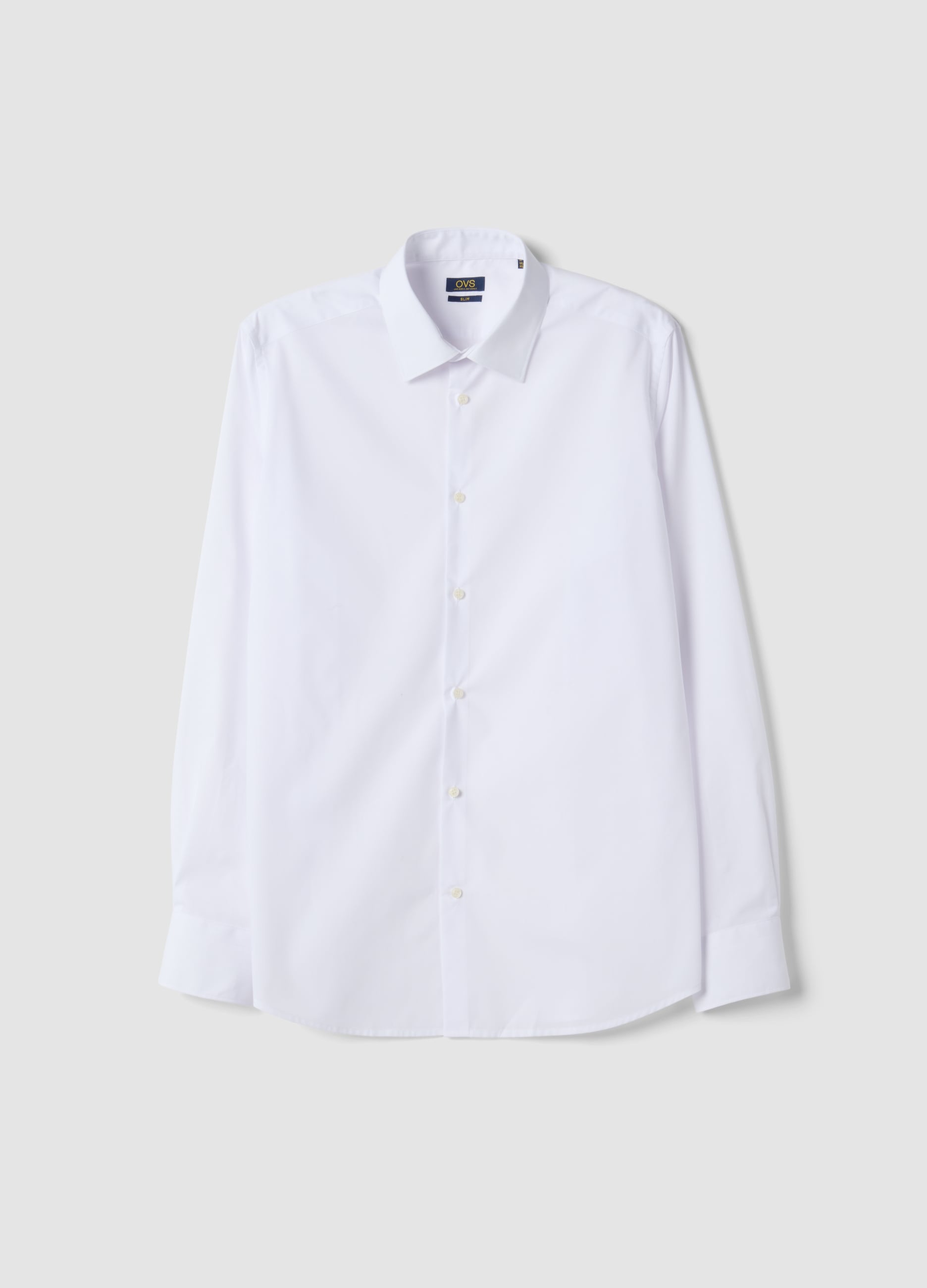 OVS, Camicia Bianca Slim Fit Con Colletto Classico Easy Iron, Uomo, Bianco, Taglia: 38