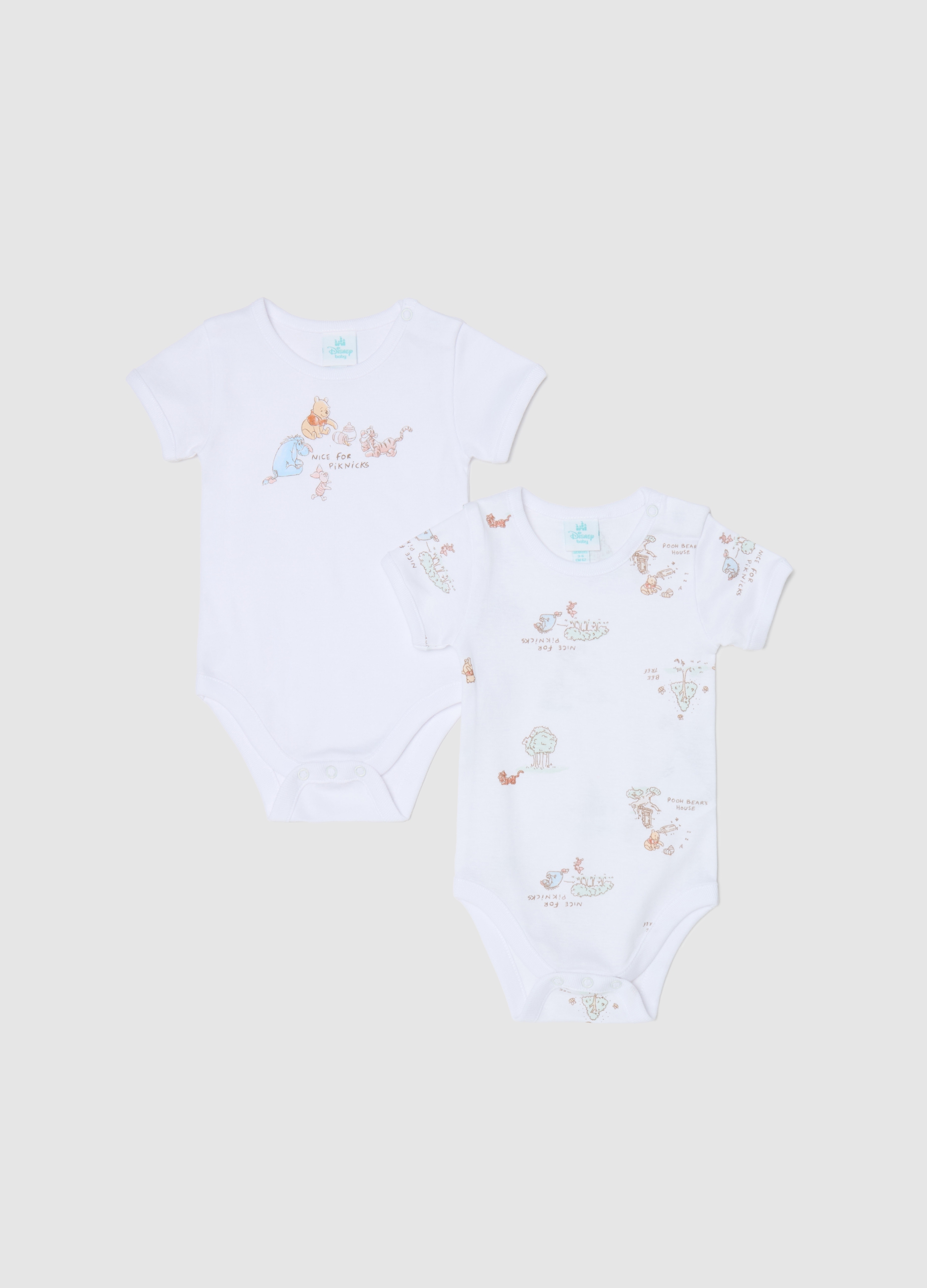 OVS, Bipack Body A Maniche Corte Stampa Winnie The Pooh, Unisex, Bianco, Taglia: 1-3