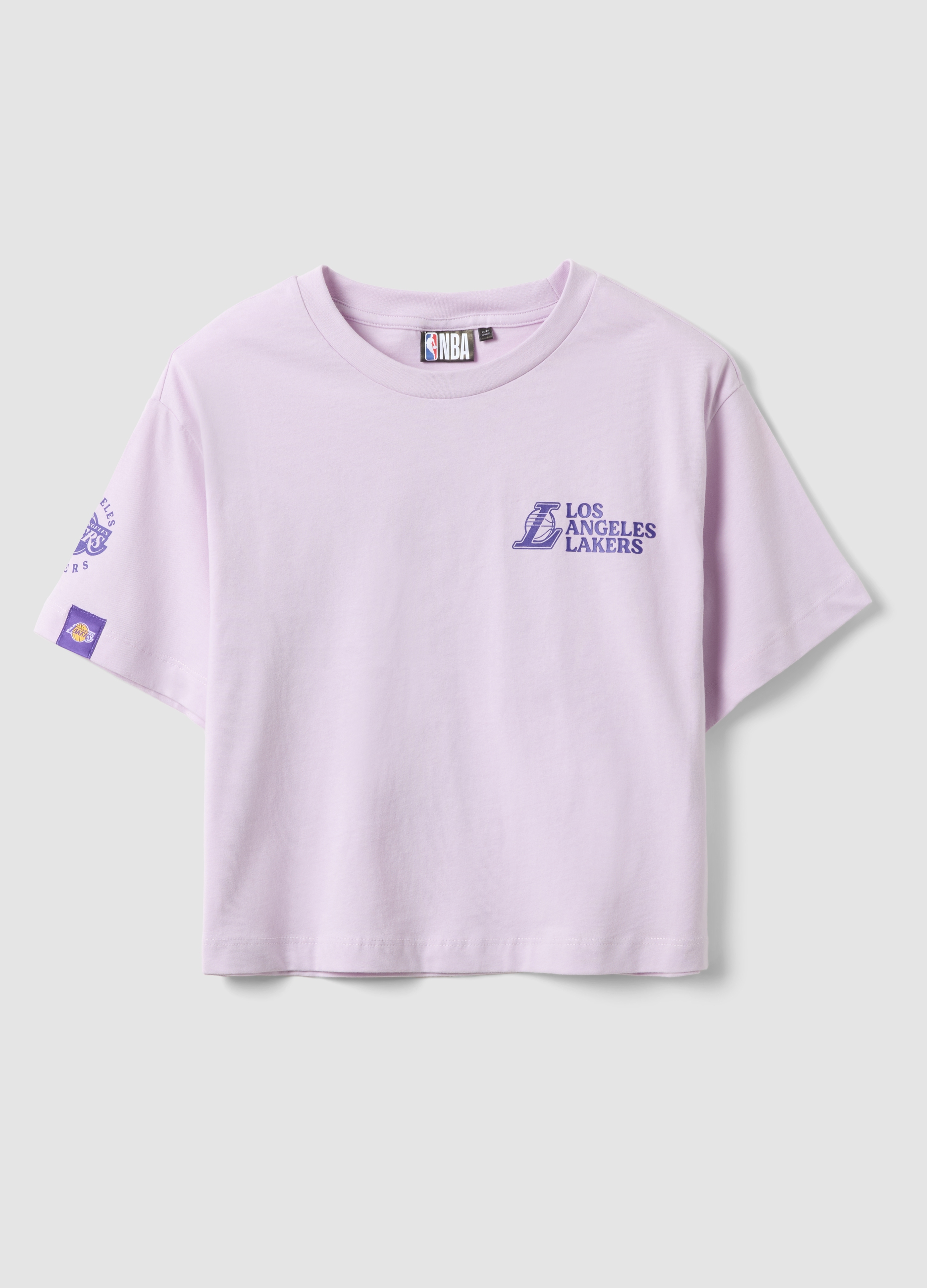 NBA, Camiseta De Chica De Algodón Puro En Violeta Con Estampados De Los Lakers, Ajuste Relajado, Niña, Lila claro, Talla: 10-11
