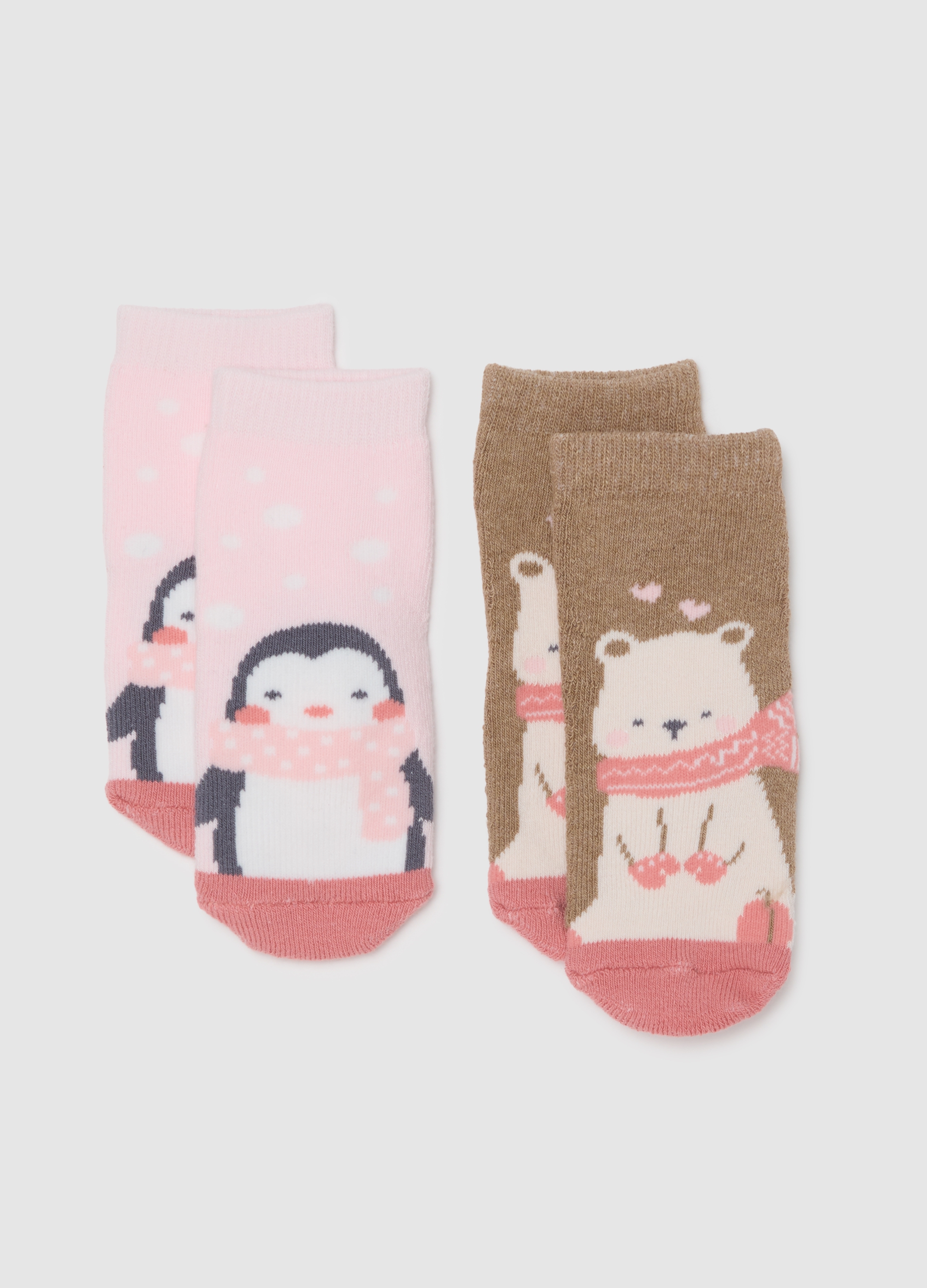 Bipack Calzini Da Neonata In Cotone Multicolor, Niña, Marrón/Rosa, Talla: 12-18