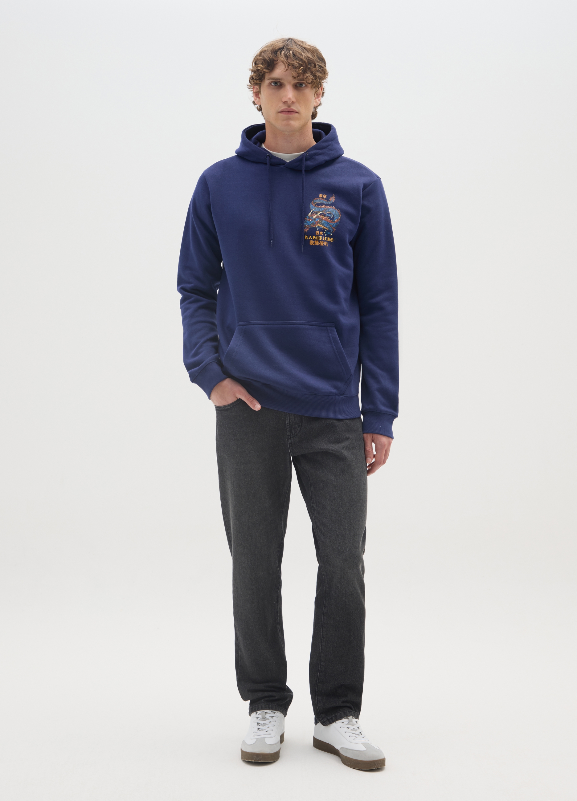 E-TEES, Felpa In Misto Cotone Blu Con Cappuccio, Uomo, Blu, Taglia: M