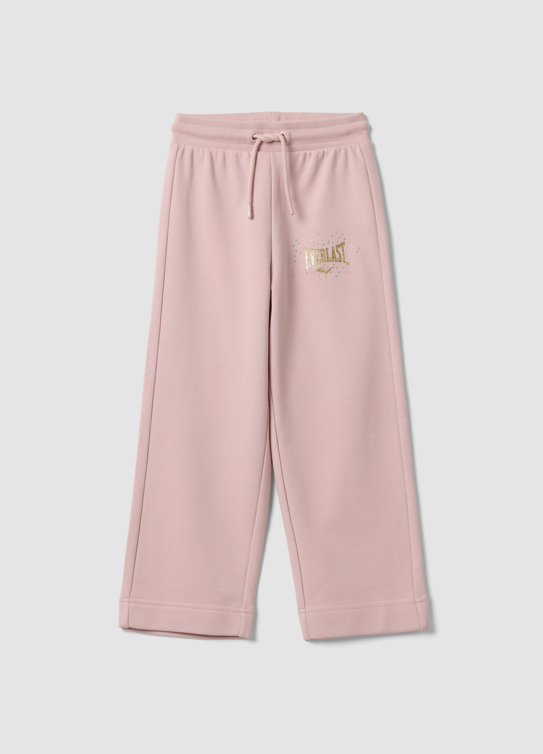 EVERLAST, Pantaloni Jogger Rosa In Misto Cotone Con Strass Regular Fit, Unisex, Rosa, Taglia: 7-8