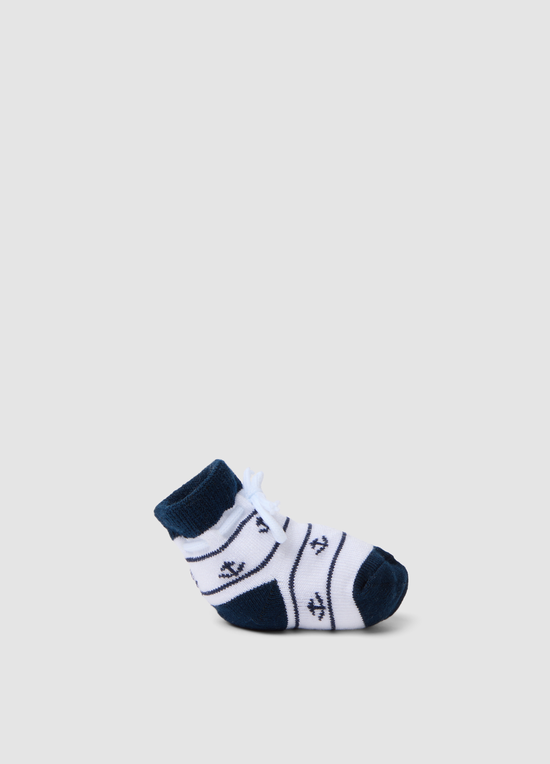 FAGOTTINO, Patucos Azules Y Blancos De Algodón Elástico, Bebé Niño, Azul Cielo/Azul, Talla: T.U.