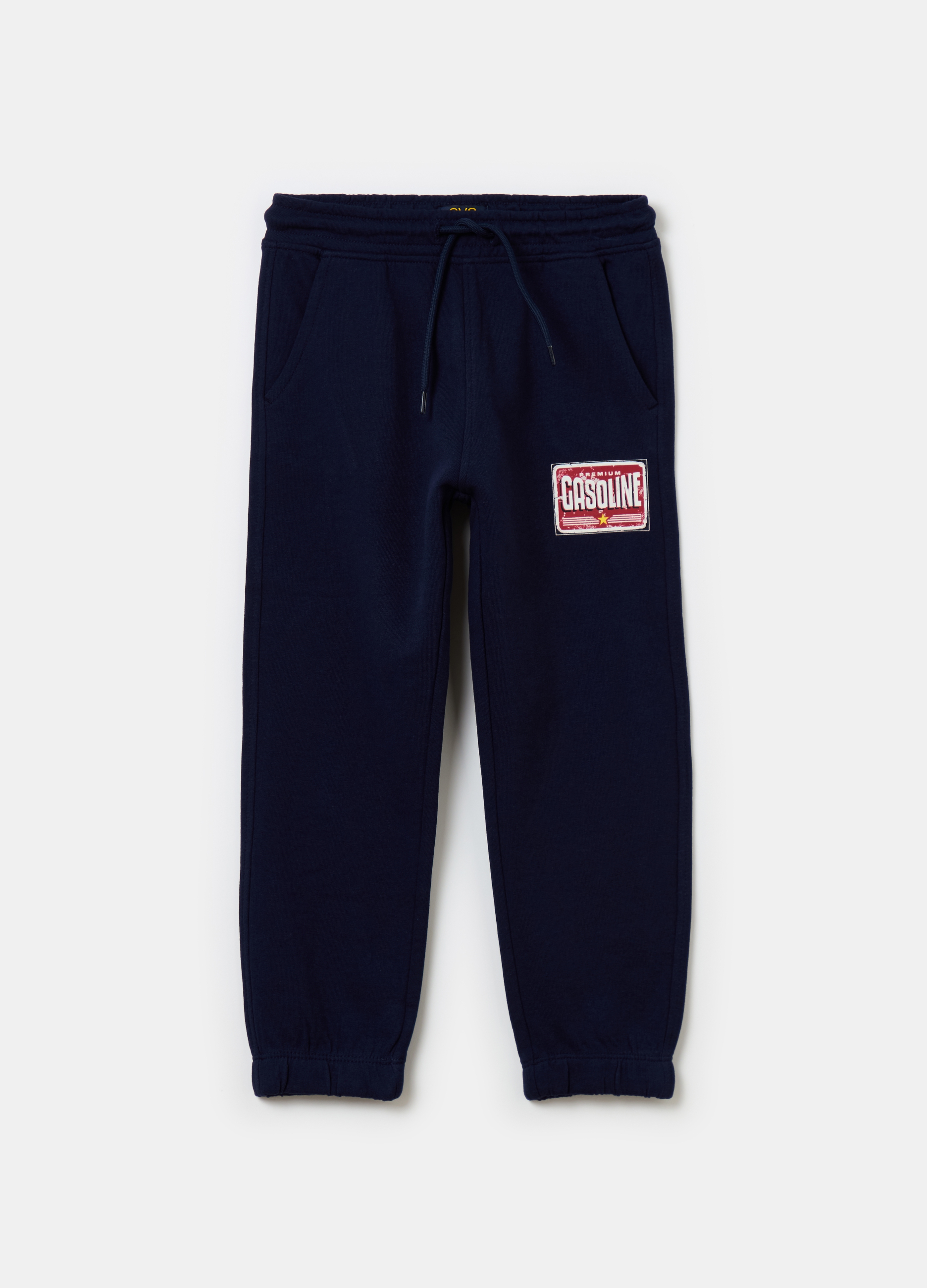 OVS, Joggers In Cotone Con Coulisse E Stampa, Bambino, Blu, Taglia: 9-10