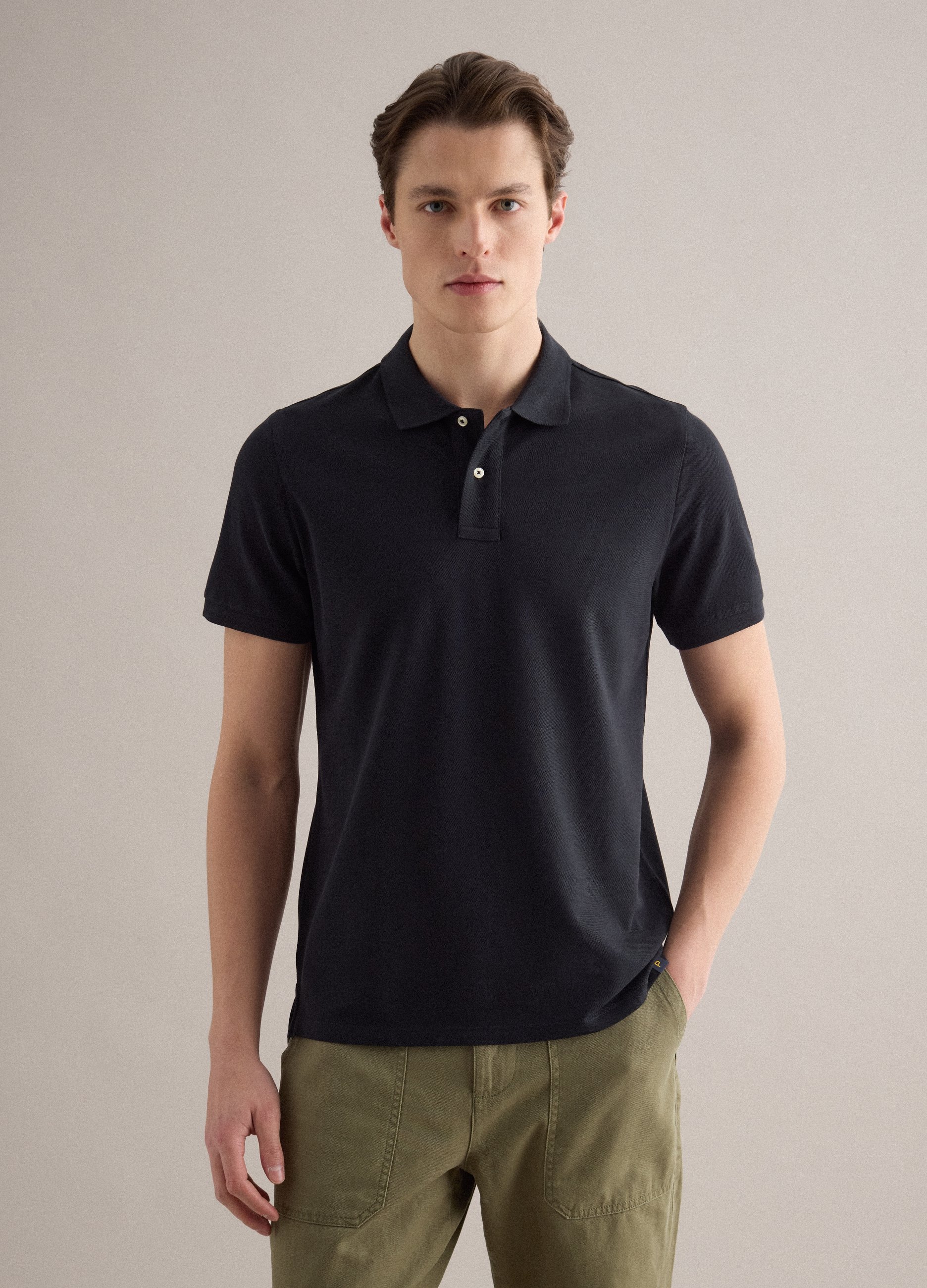 PIOMBO, Polo De Manga Corta Negro De Puro Algodón Ajuste Regular, Hombre, Gunmetal, Talla: XL