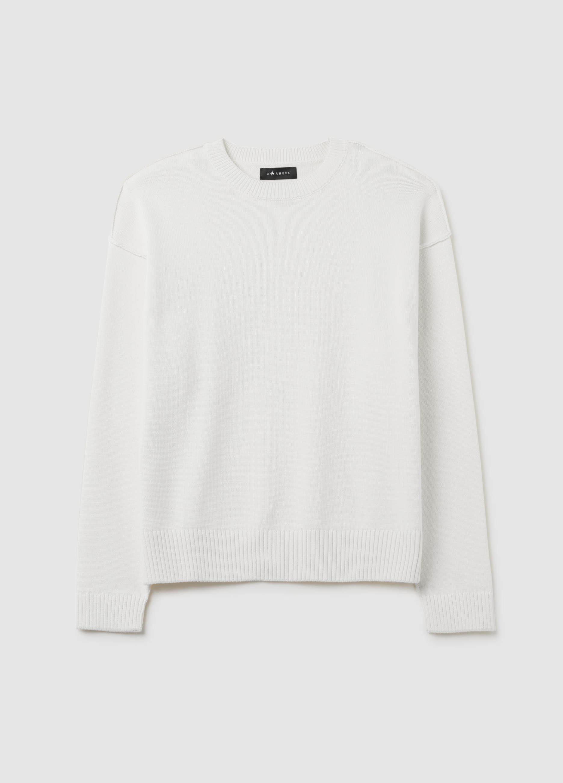 Suéter Blanco De Algodón Puro, Ajuste Regular, Hombre, Blanco óptico, Talla: M