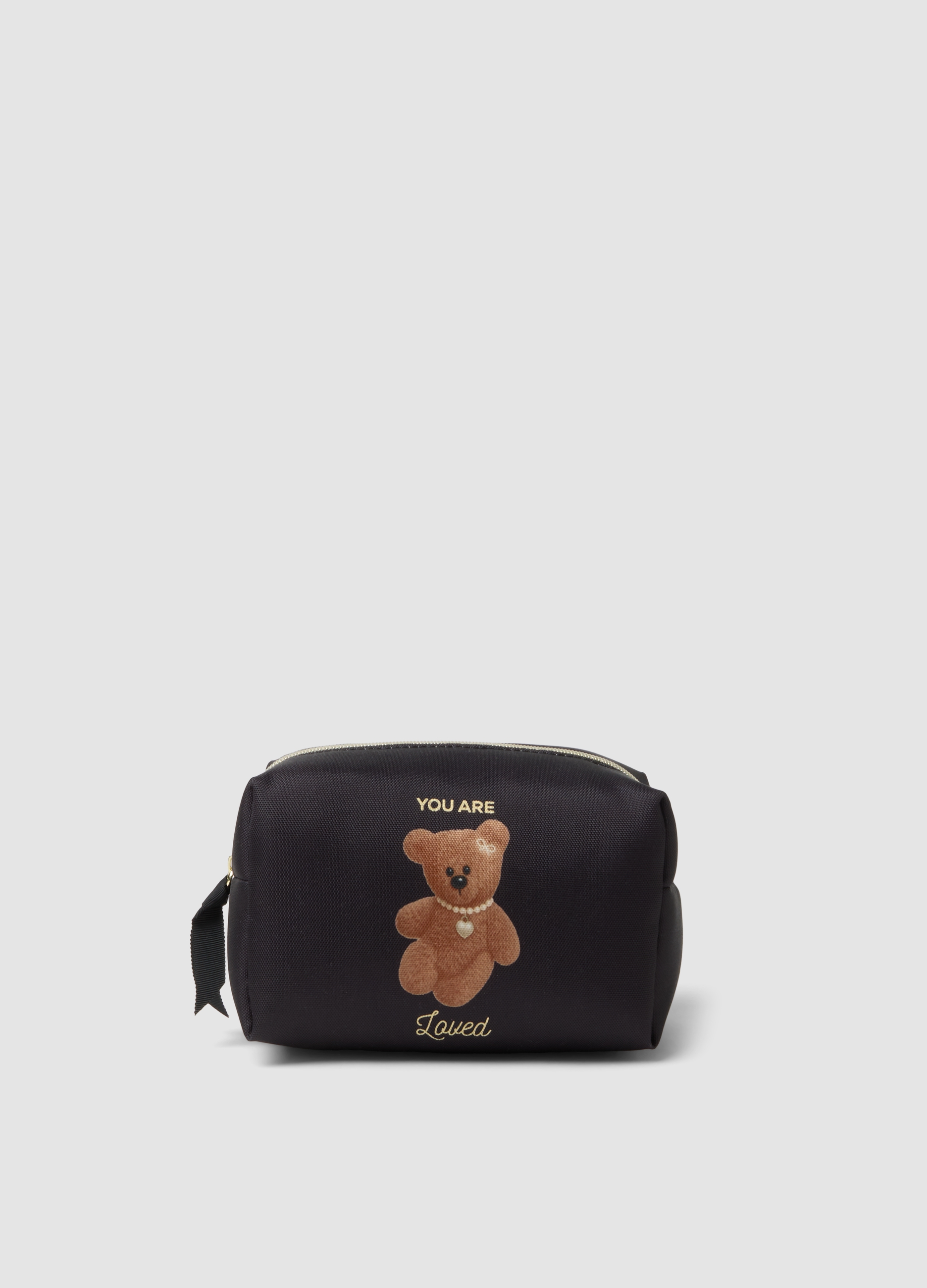 OVS, Beauty Case Nero Con Stampa Teddy, Donna, Nero, Taglia: ONE SIZE