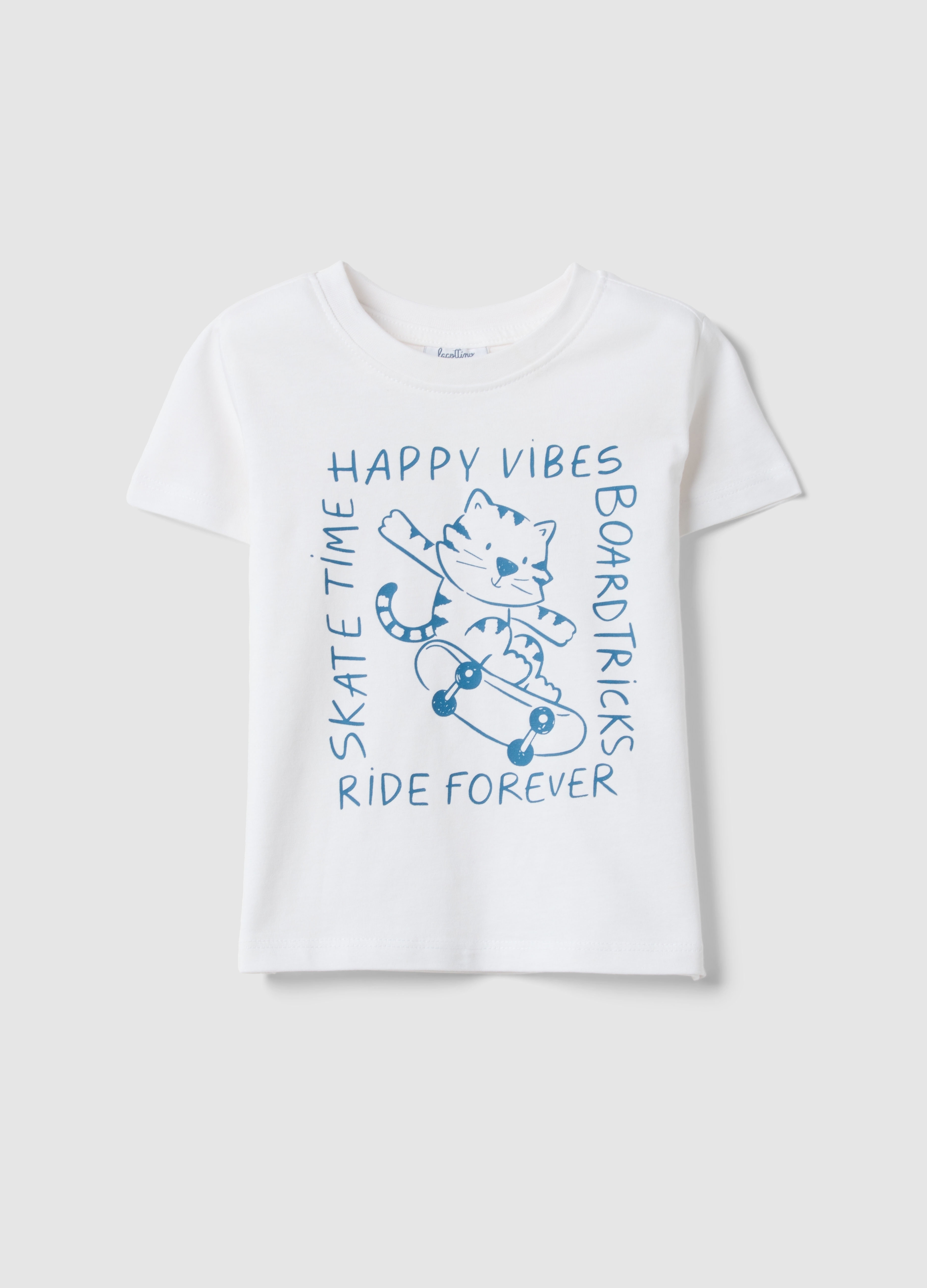 FAGOTTINO, Camiseta Infantil Blanca De Puro Algodón, Ajuste Regular Con Estampado, Niño, Blanco óptico, Talla: 24-30