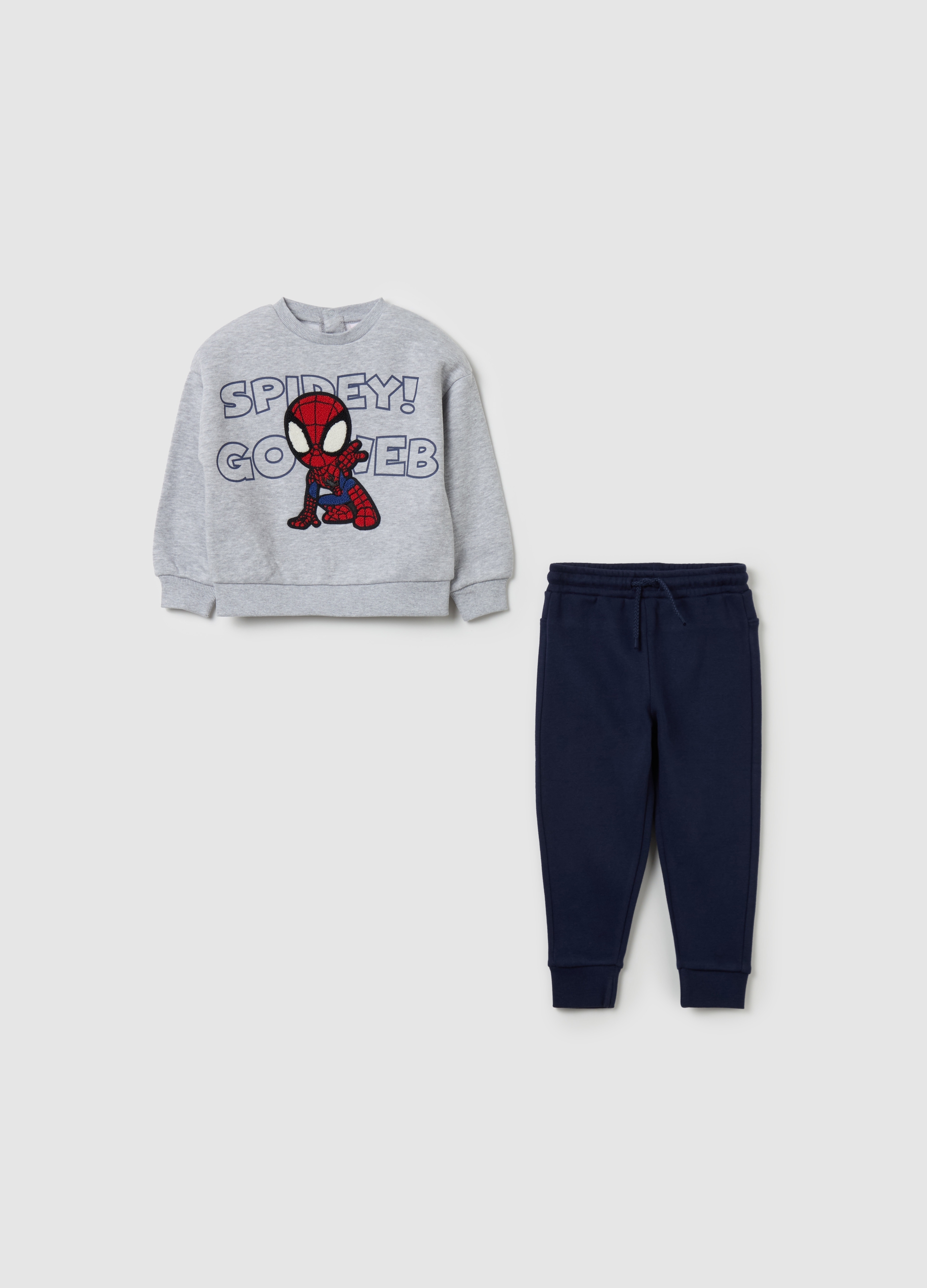 DISNEY, Pack Jogging De Algodón Orgánico Con Parche Spidey, Niño, Azul/gris, Talla: 30-36